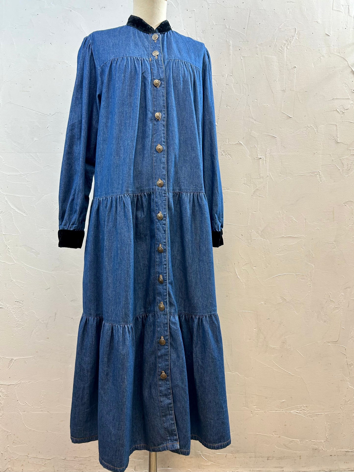 Vintage Denim Dress MADE IN LOS ANGELESE USA [J28680]
