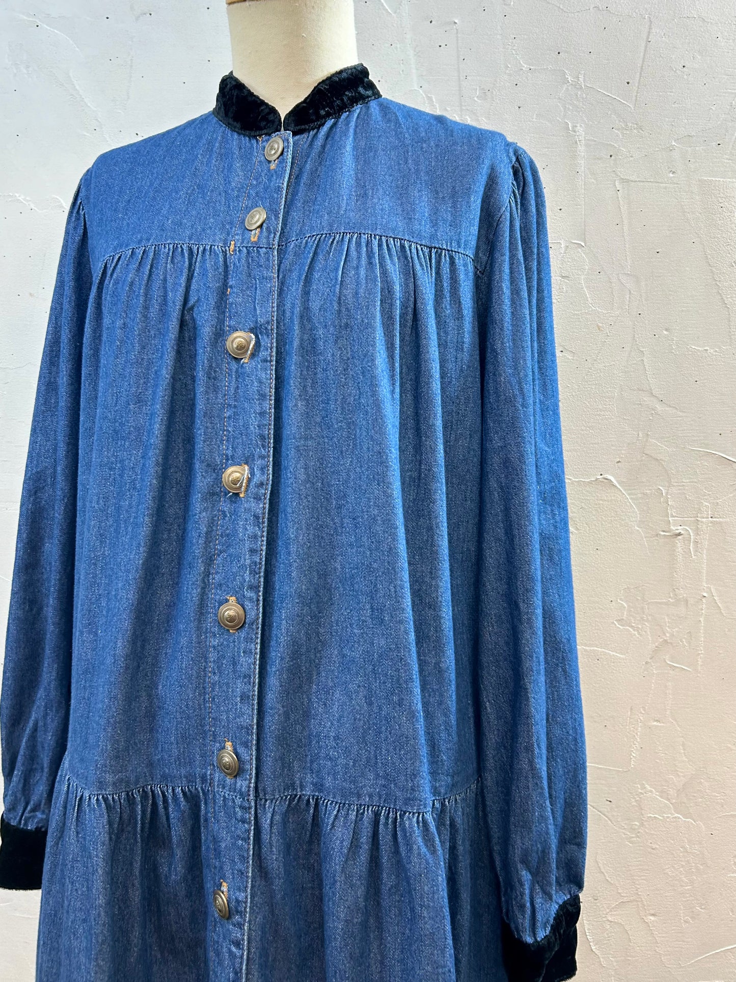 Vintage Denim Dress MADE IN LOS ANGELESE USA [J28680]