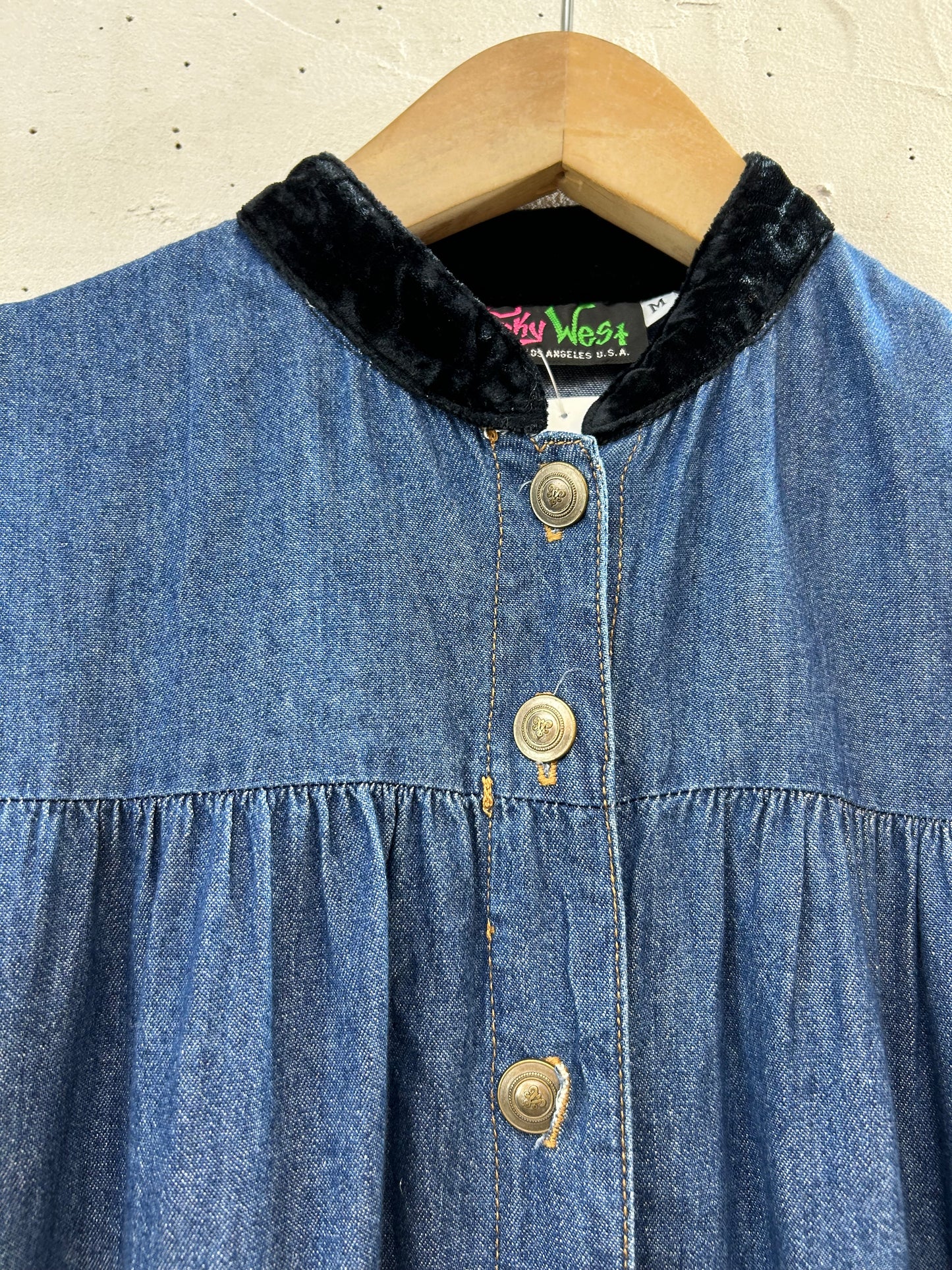 Vintage Denim Dress MADE IN LOS ANGELESE USA [J28680]