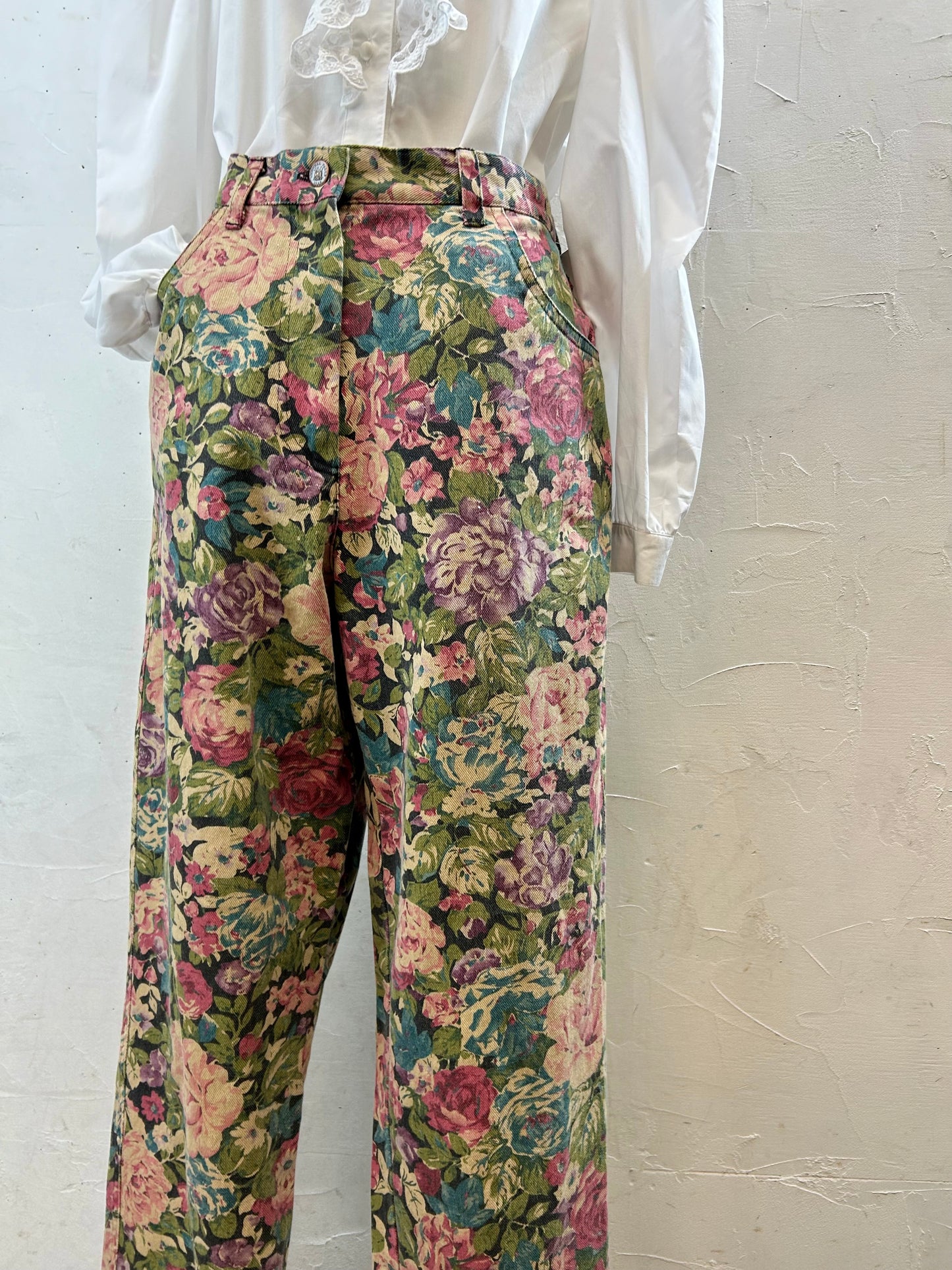 Vintage Flower Pants MADE IN USA [I28458]