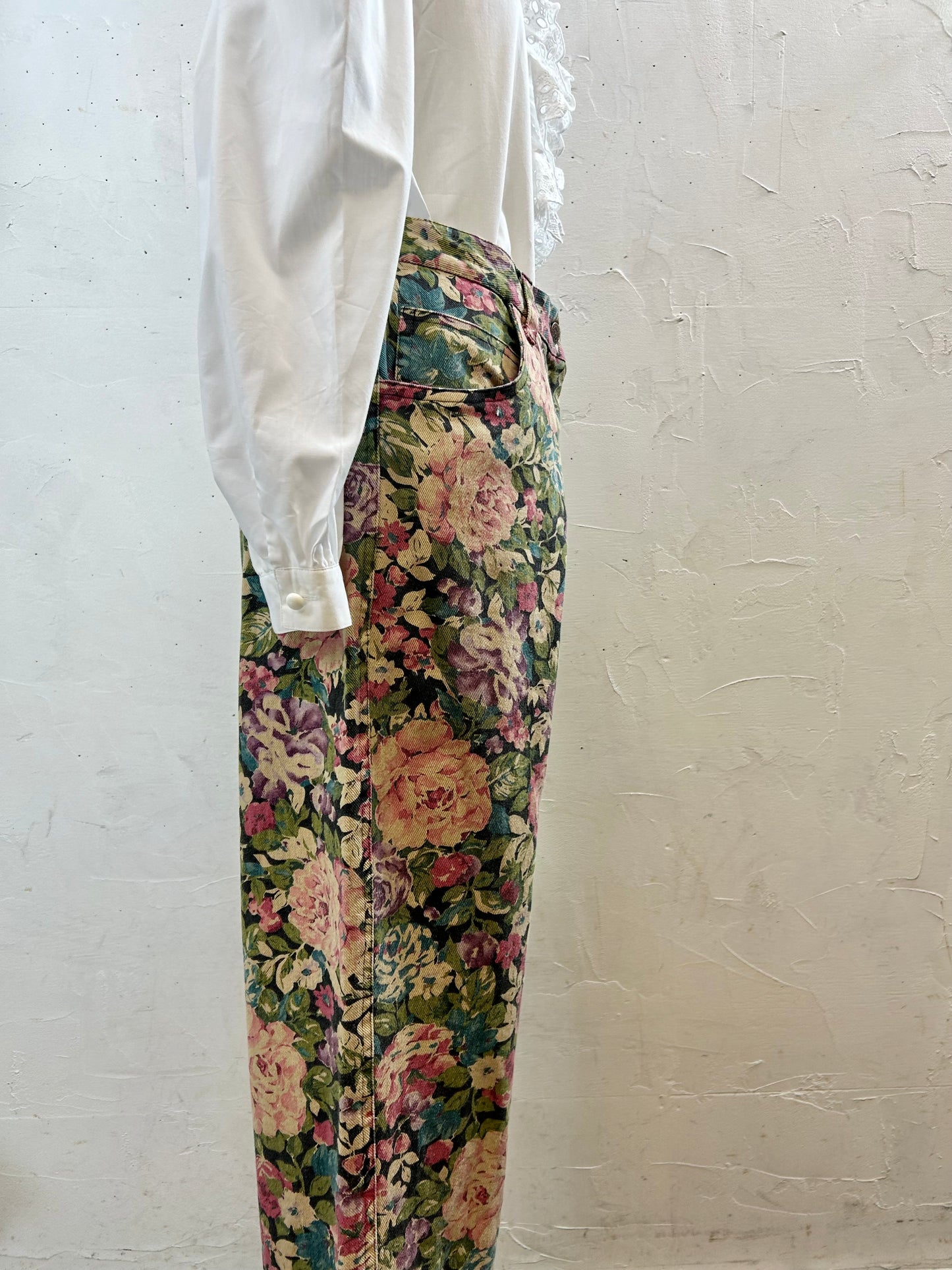 Vintage Flower Pants MADE IN USA [I28458]