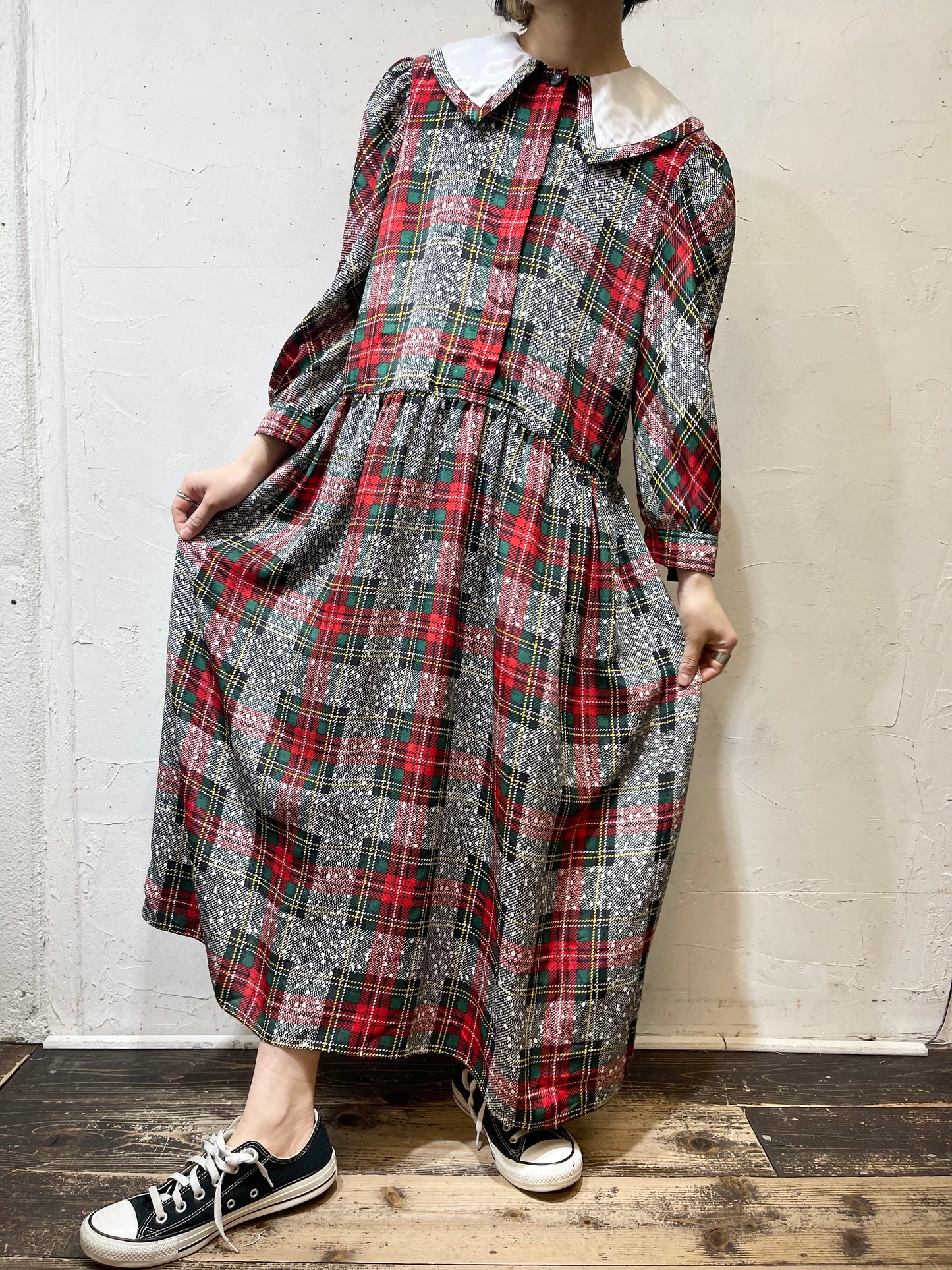 Vintage Plaid Dress [A26052]