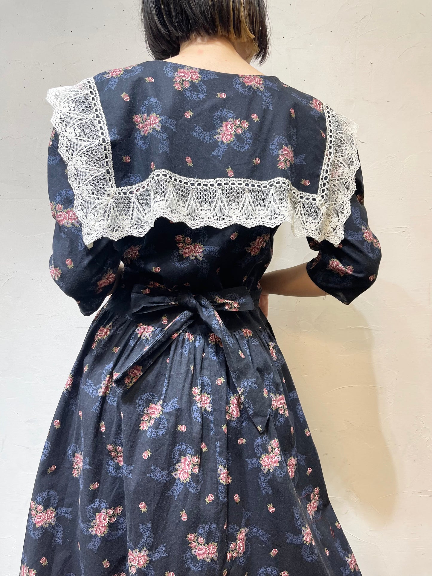 Vintage Flower Dress MADE IN USA [A26055]