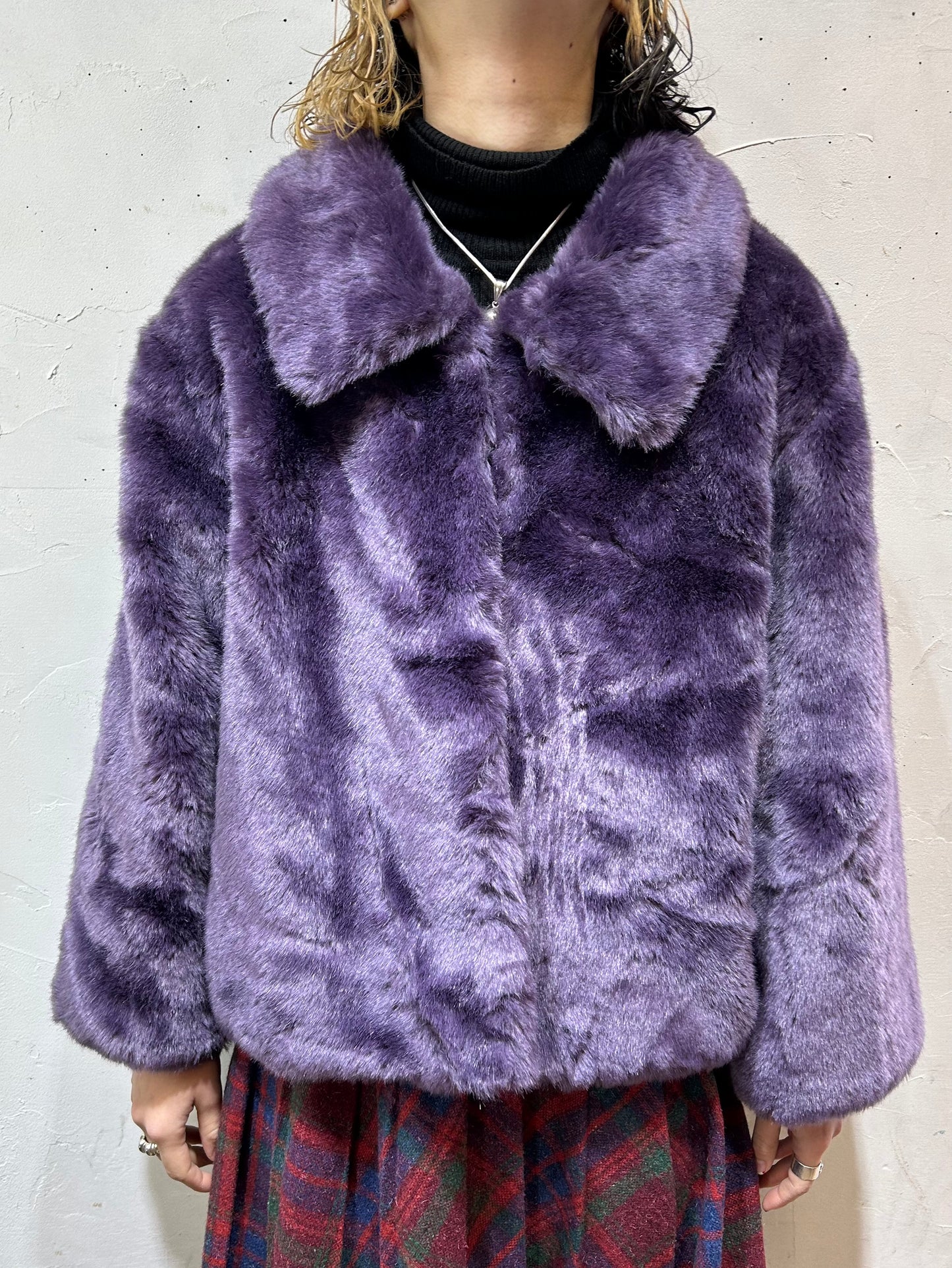 Vintage Reversible Eco Fur Coat [L25845]