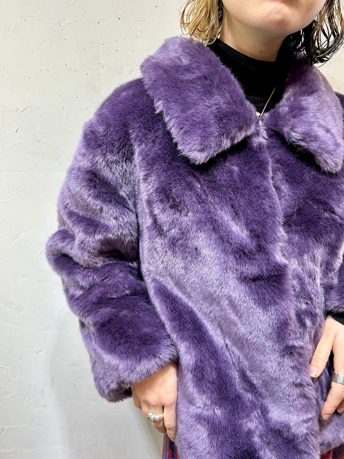 Vintage Reversible Eco Fur Coat [L25845]