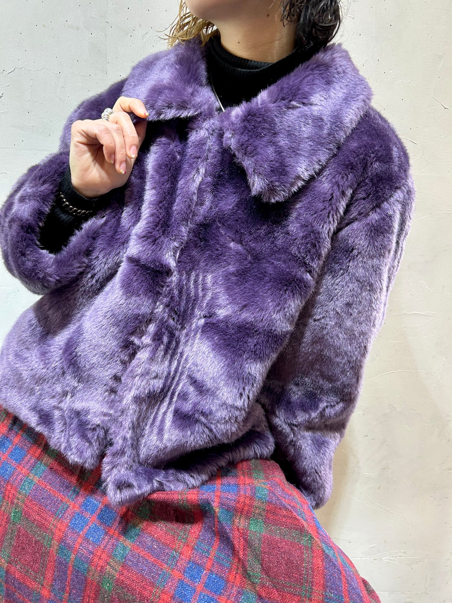 Vintage Reversible Eco Fur Coat [L25845]