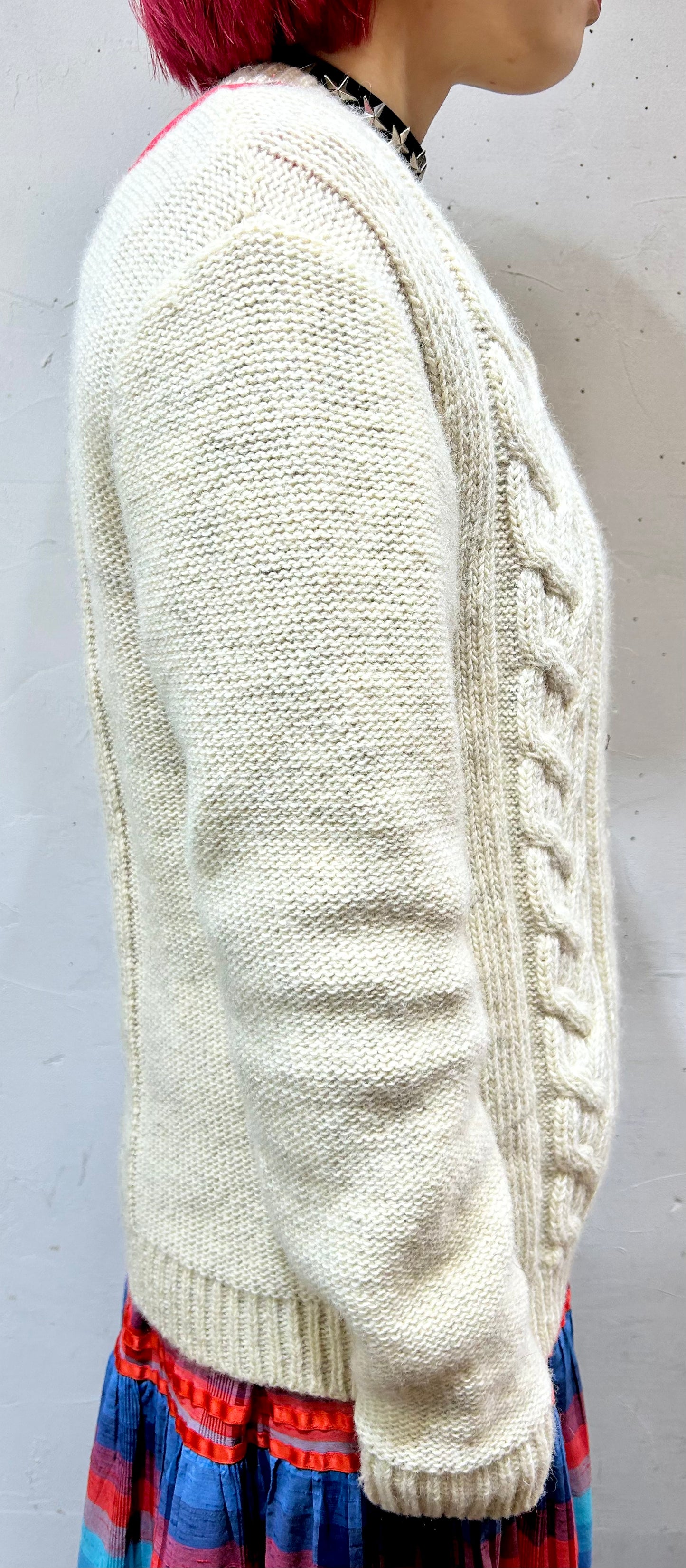 Vintage Bandanna Patch Aran Knit Cardigan 〜Amy Nina 〜 [K25636]