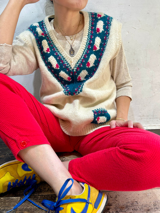 Vintage Hand Knit Vest [J25317]