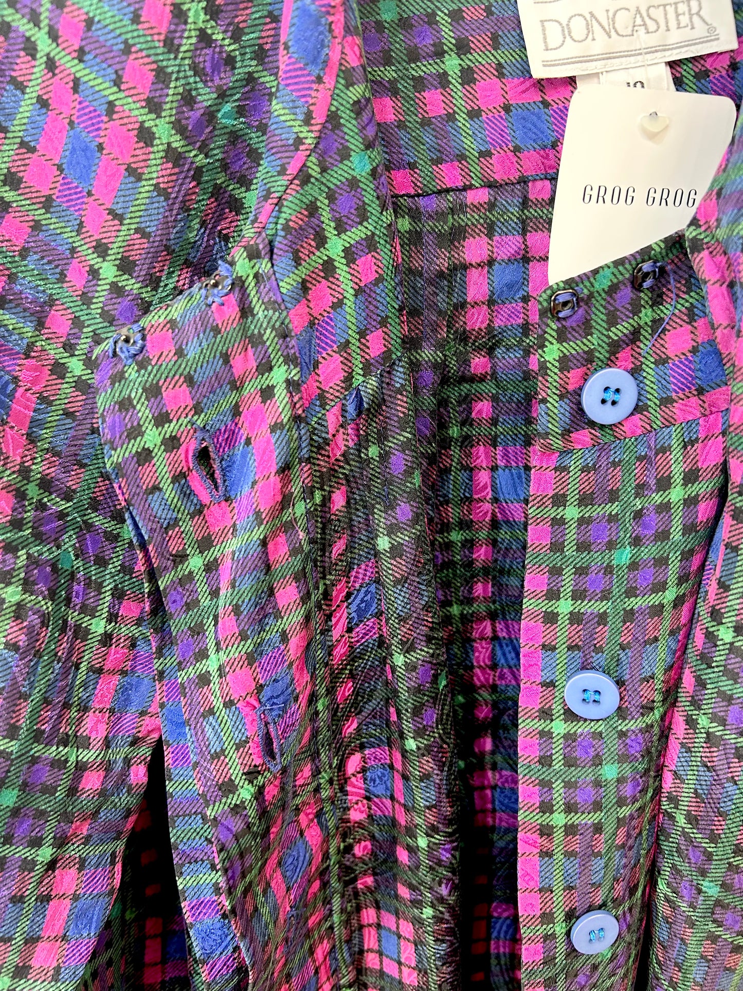 Vintage Plaid Blouse MADE IN USA [I24954]