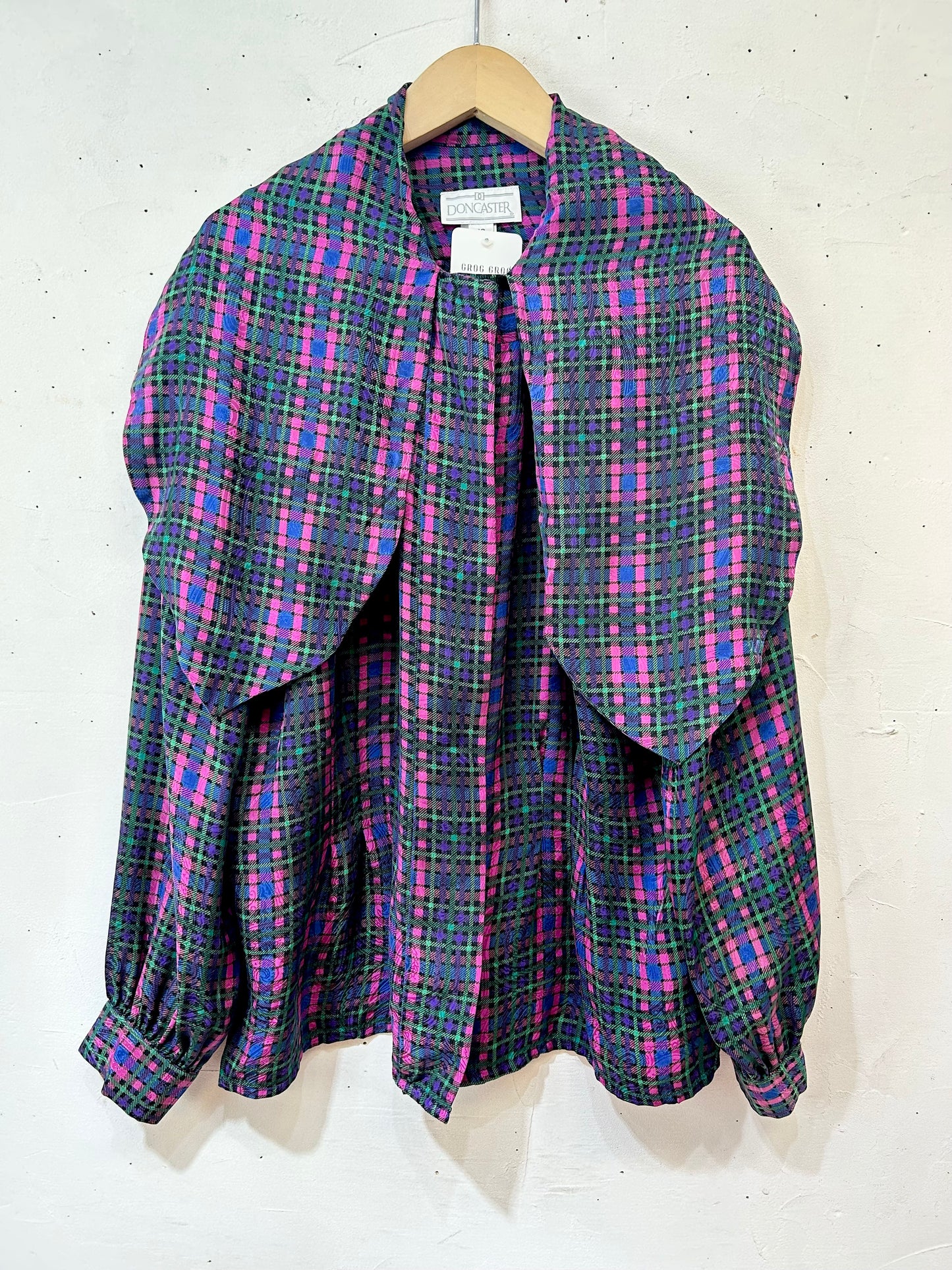 Vintage Plaid Blouse MADE IN USA [I24954]
