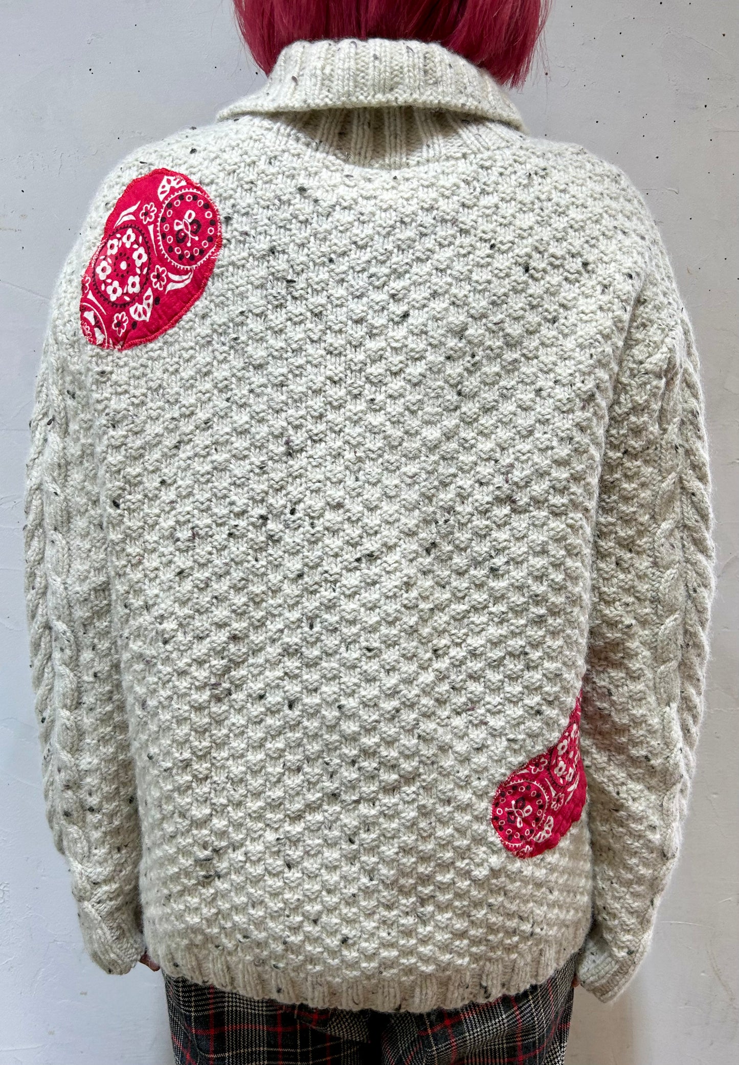 Vintage Bandanna Patch Aran Knit Sweater 〜Amy Nina 〜 [K25635]