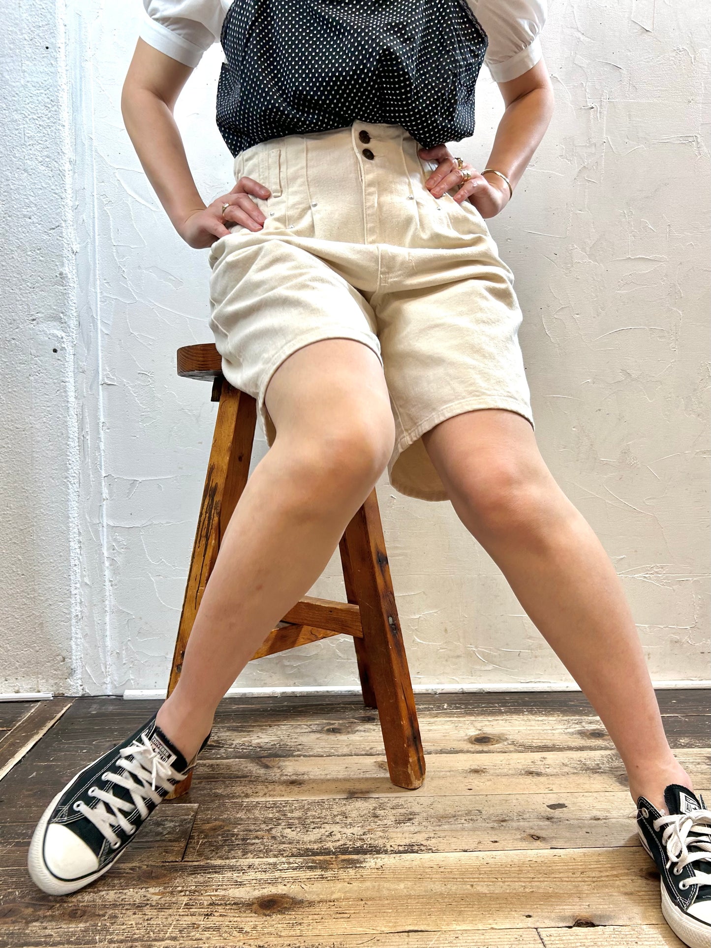 Vintage Cotton Short Pants MADE IN USA [F27579]