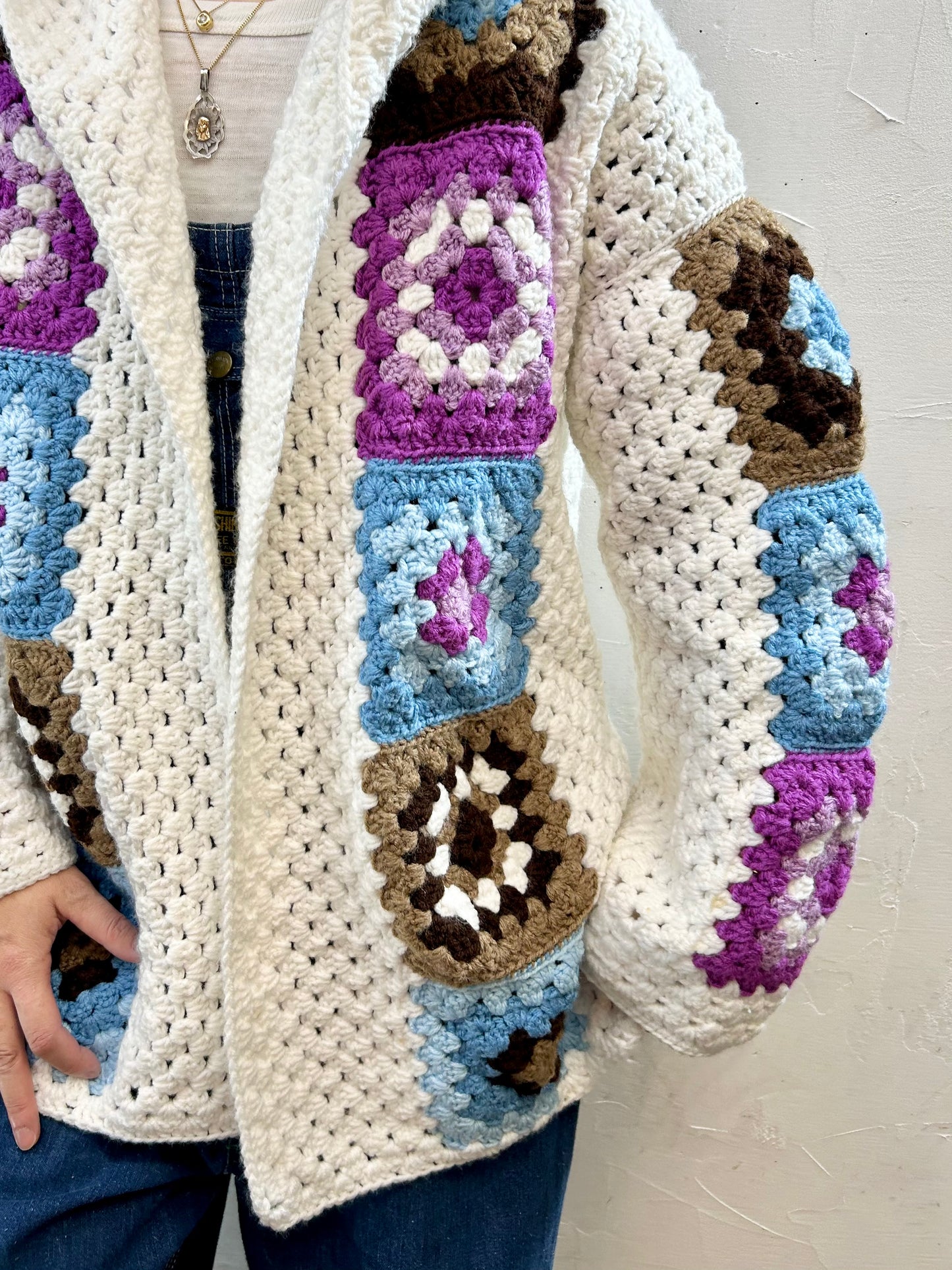 Vintage Granny Square Knit Cardigan [J28690]