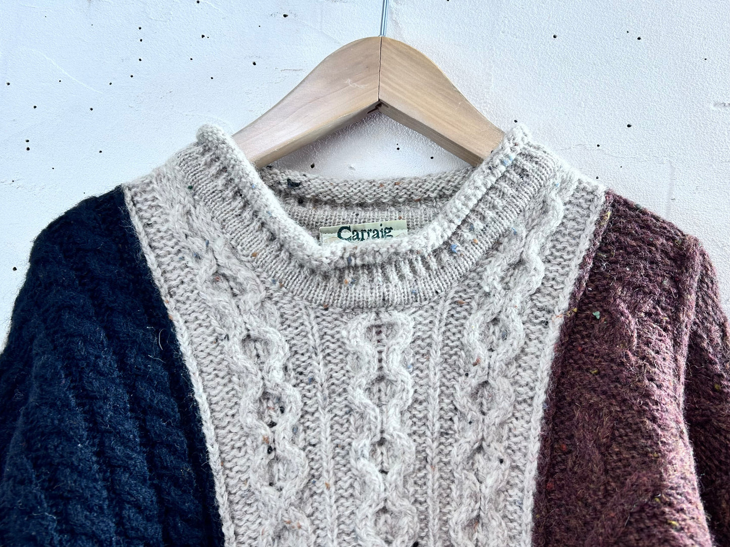 Vintage Patchwork Aran Knit Sweater [L29132]