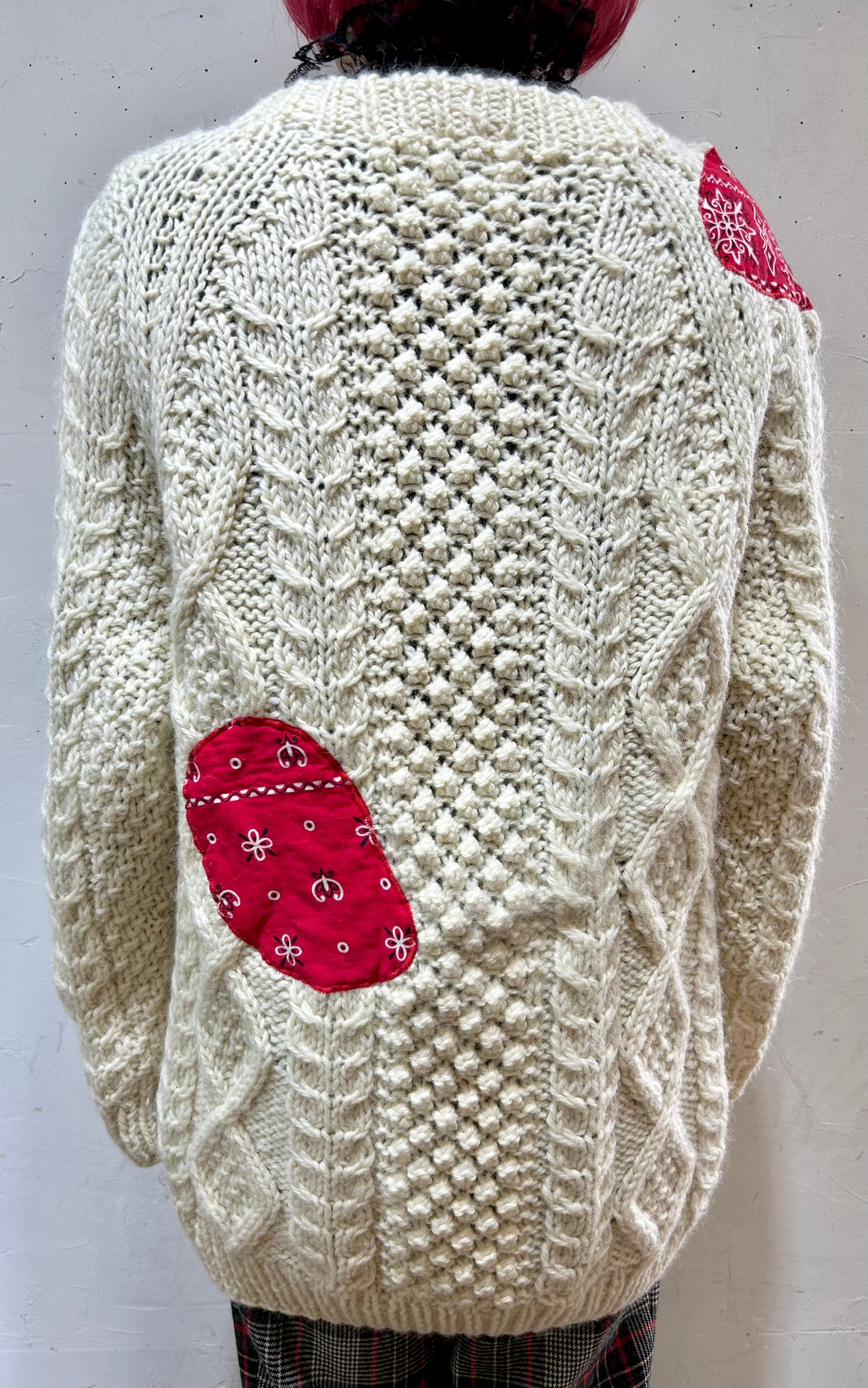 Vintage Bandanna Patch Aran Knit Sweater 〜Amy Nina 〜 [K25637]