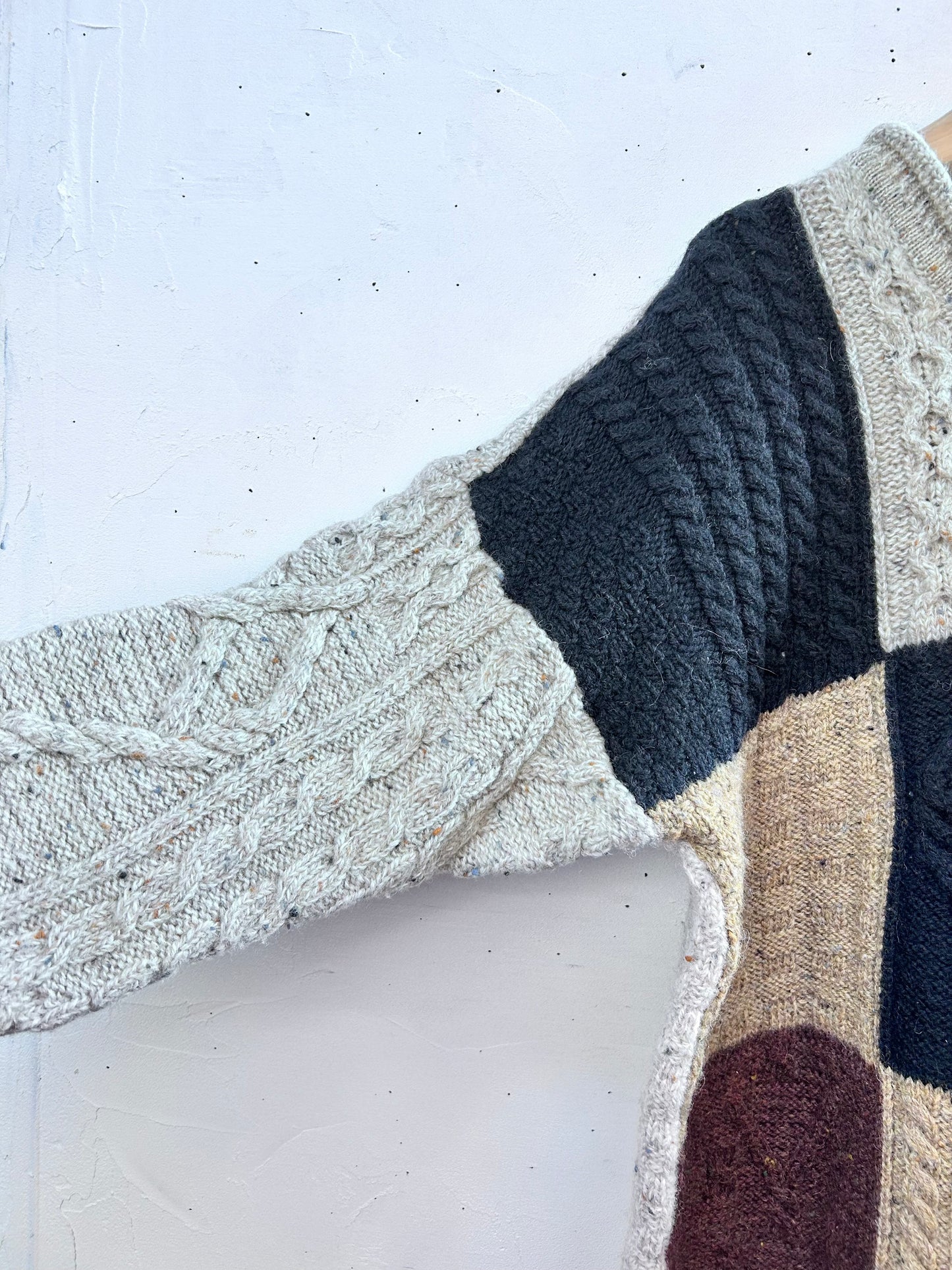 Vintage Patchwork Aran Knit Sweater [L29132]