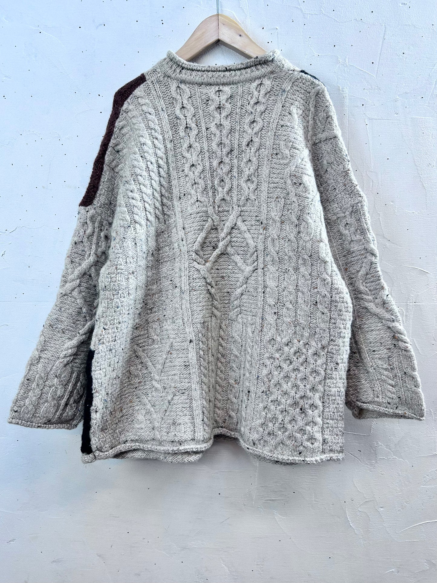 Vintage Patchwork Aran Knit Sweater [L29132]