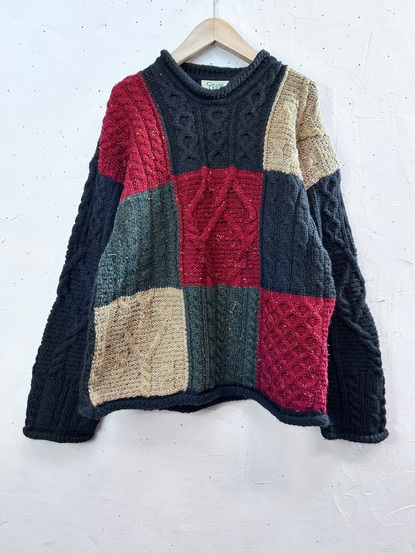 Vintage Patchwork Aran Knit Sweater [L29131]