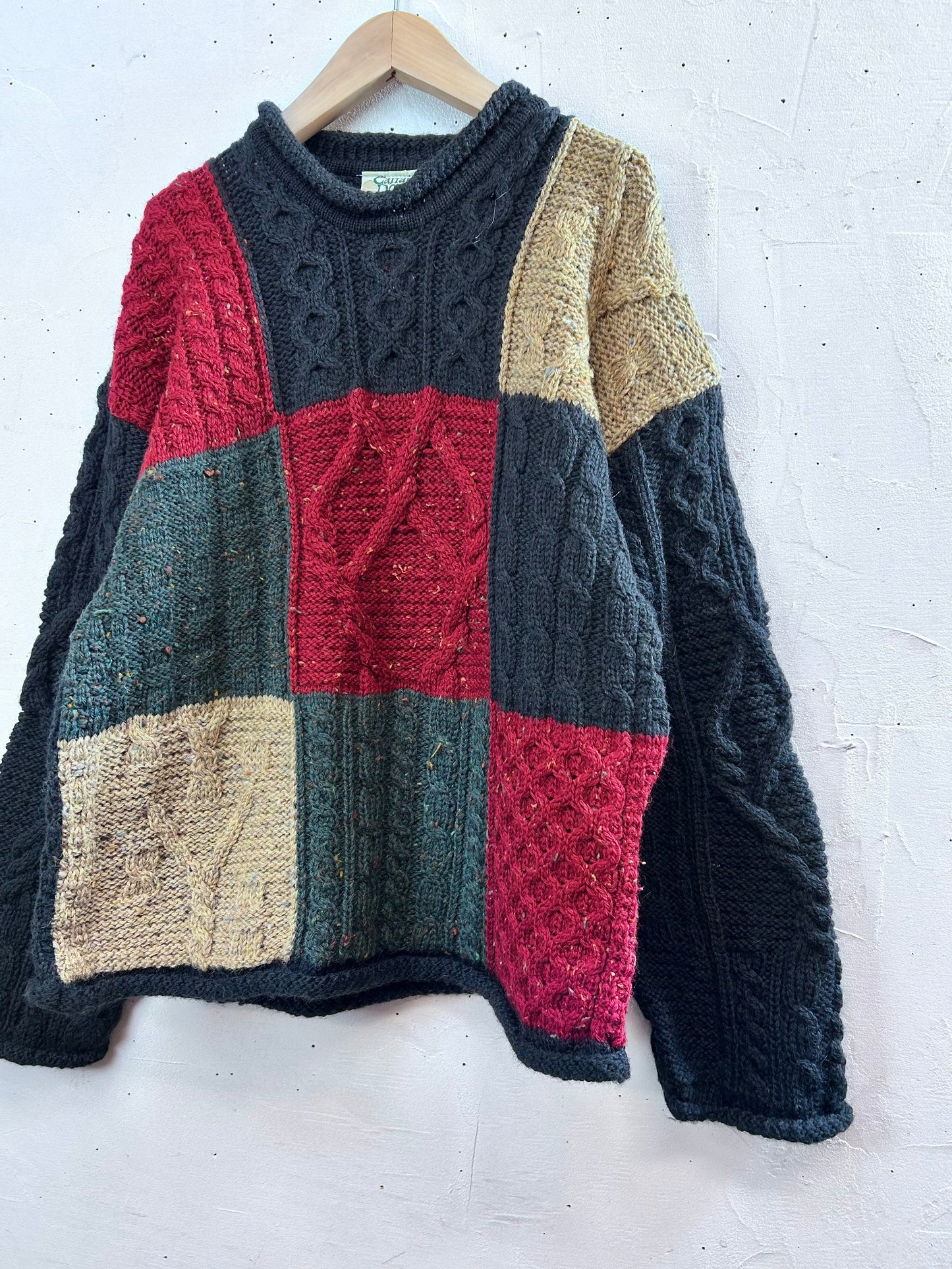 Vintage Patchwork Aran Knit Sweater [L29131]