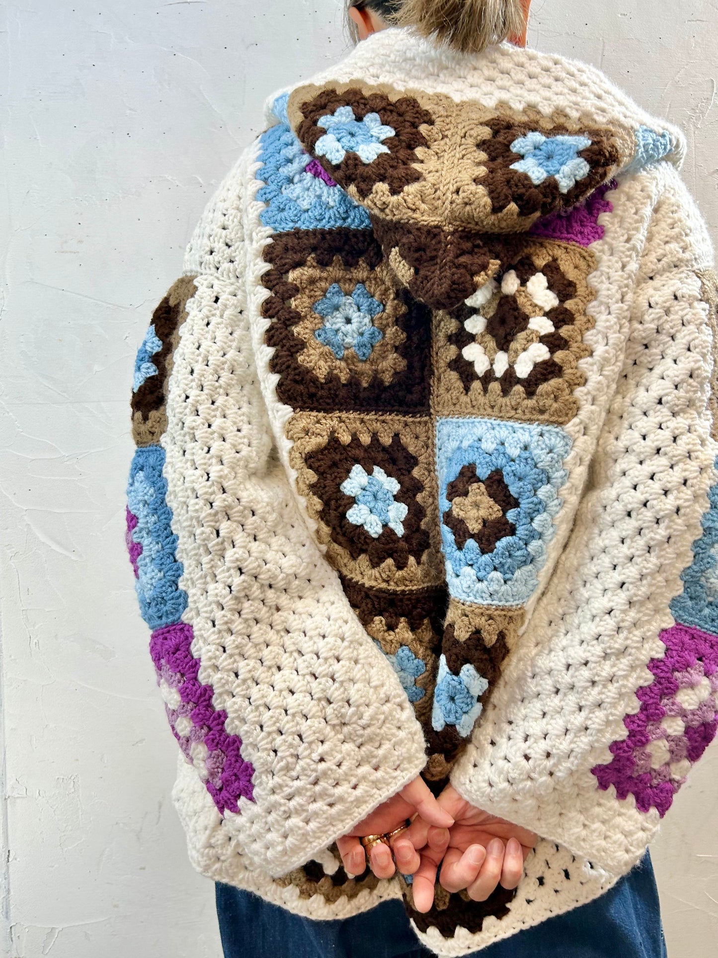 Vintage Granny Square Knit Cardigan [J28690]