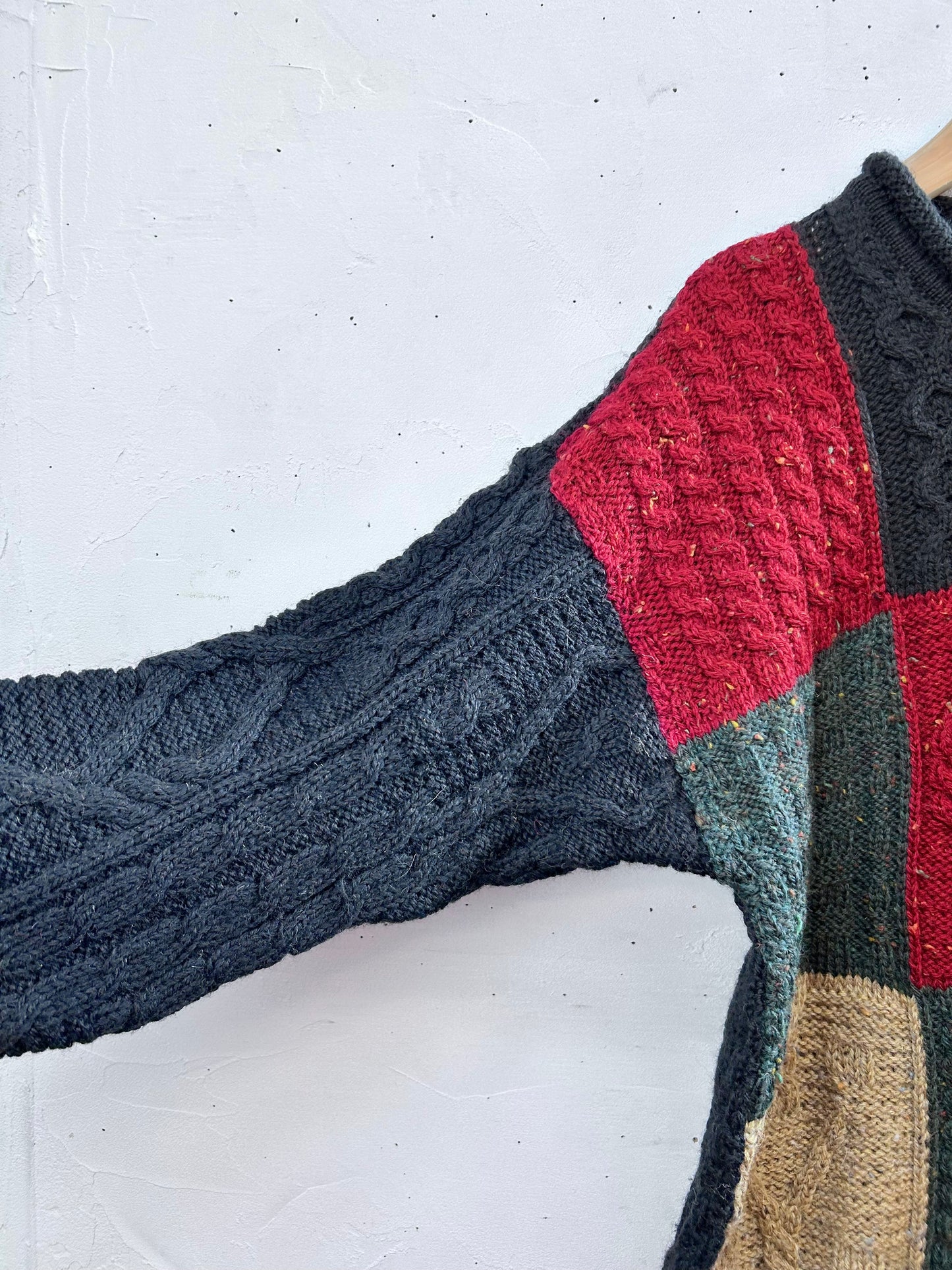 Vintage Patchwork Aran Knit Sweater [L29131]