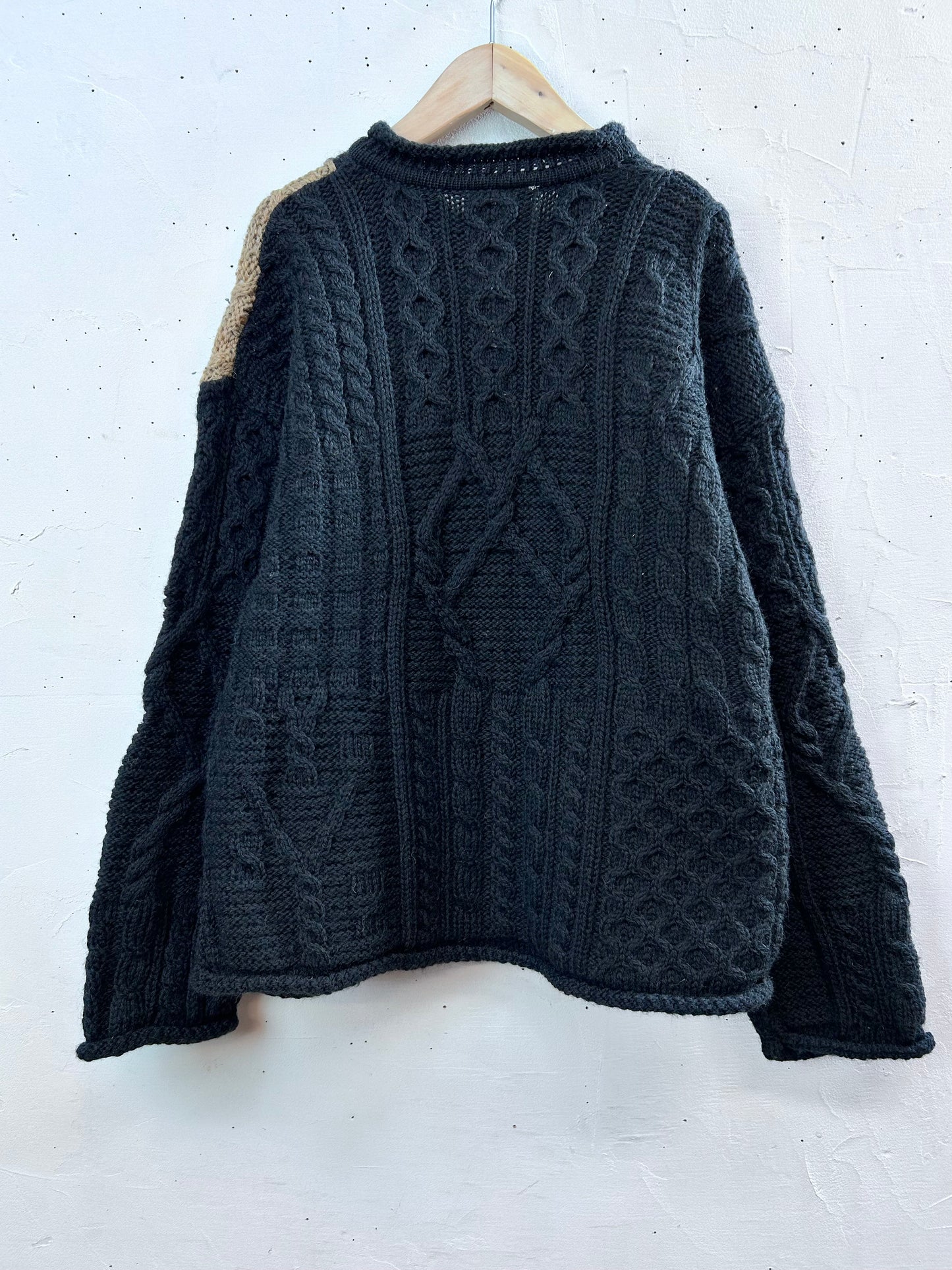 Vintage Patchwork Aran Knit Sweater [L29131]