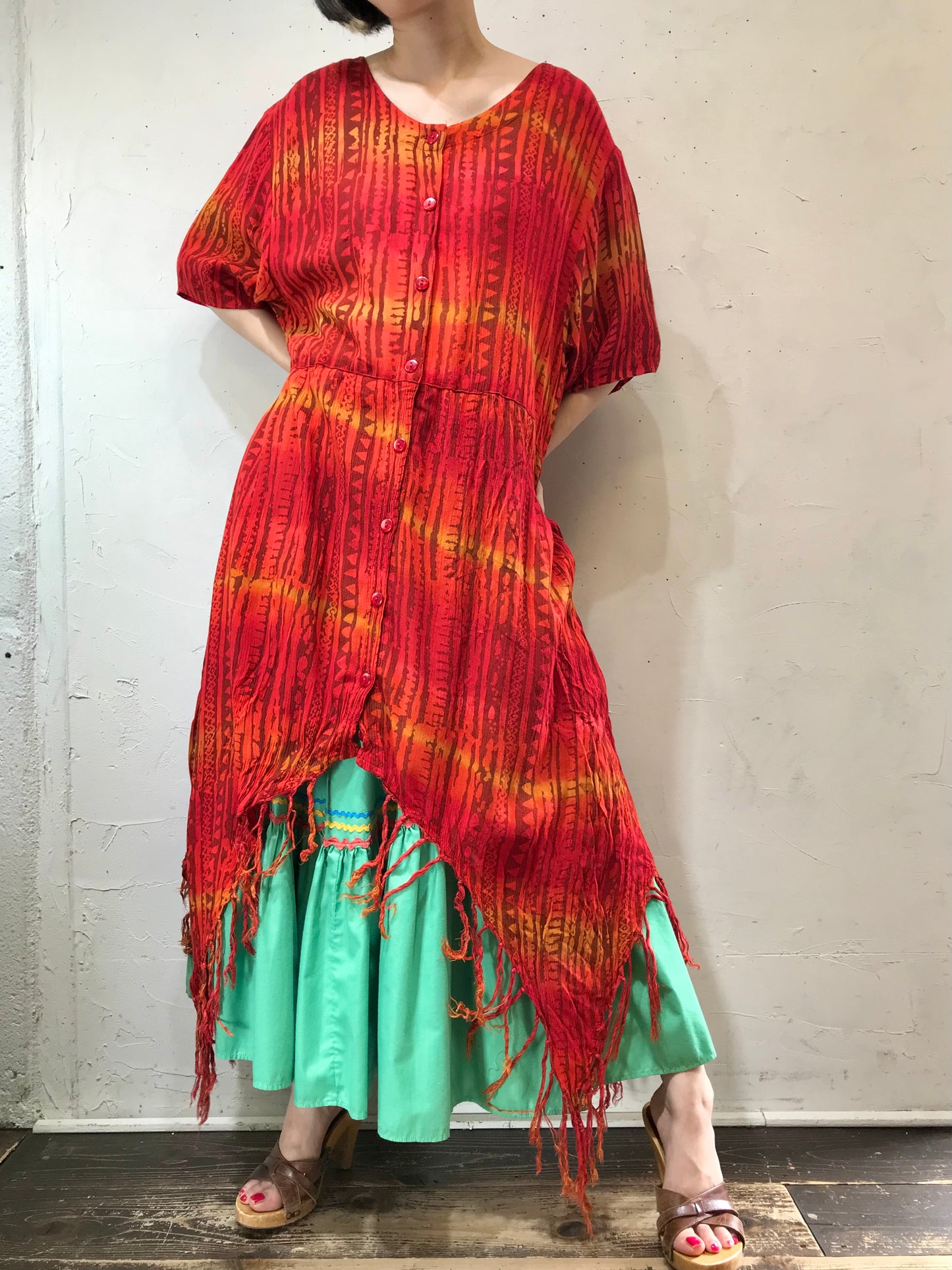 Vintage Indian Rayon Dress [E16441]