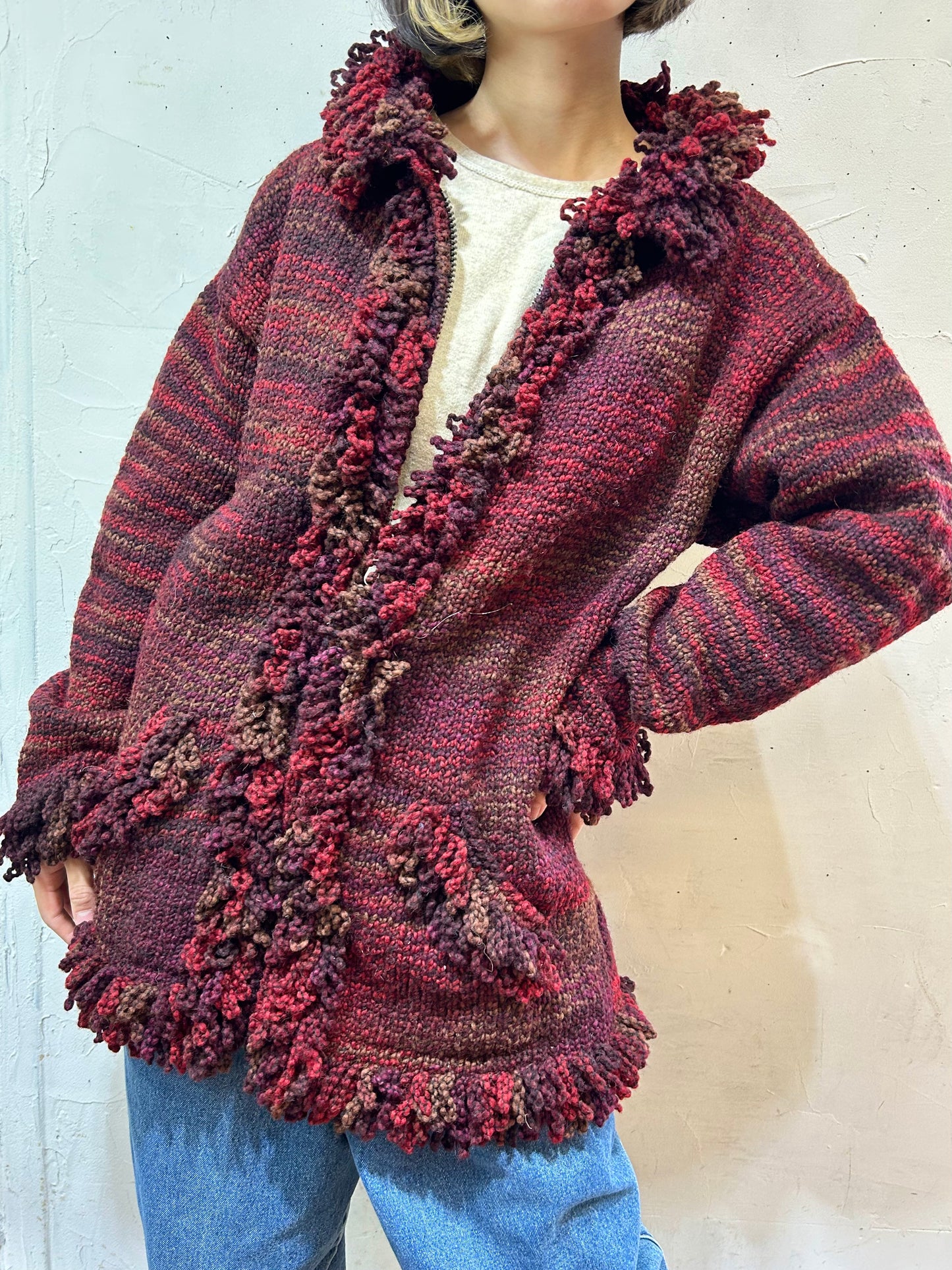 Vintage Hand Knit Sweater MADE IN ECUADOR [J25332]