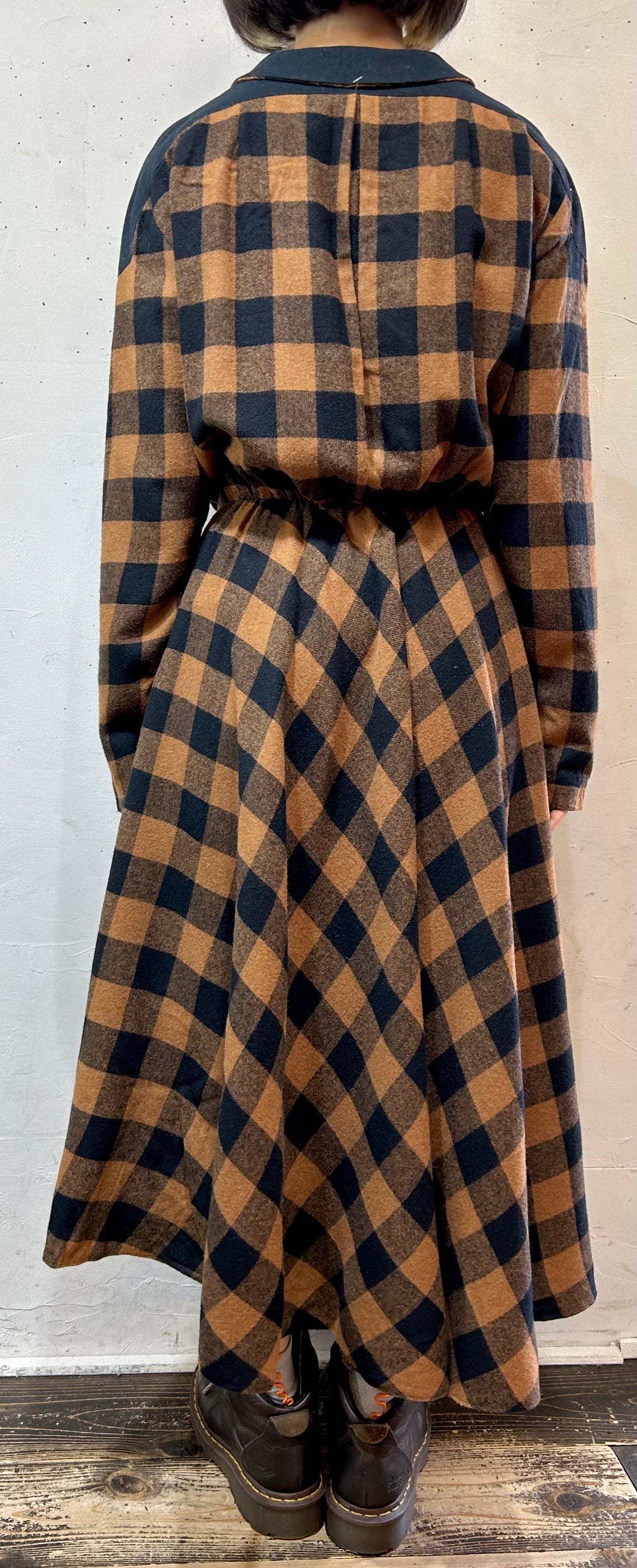 Vintage Plaid Dress [J25327]