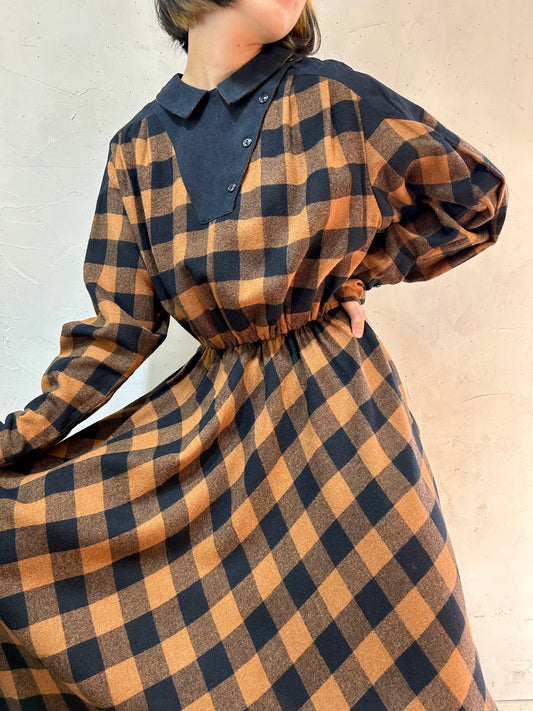 Vintage Plaid Dress [J25327]