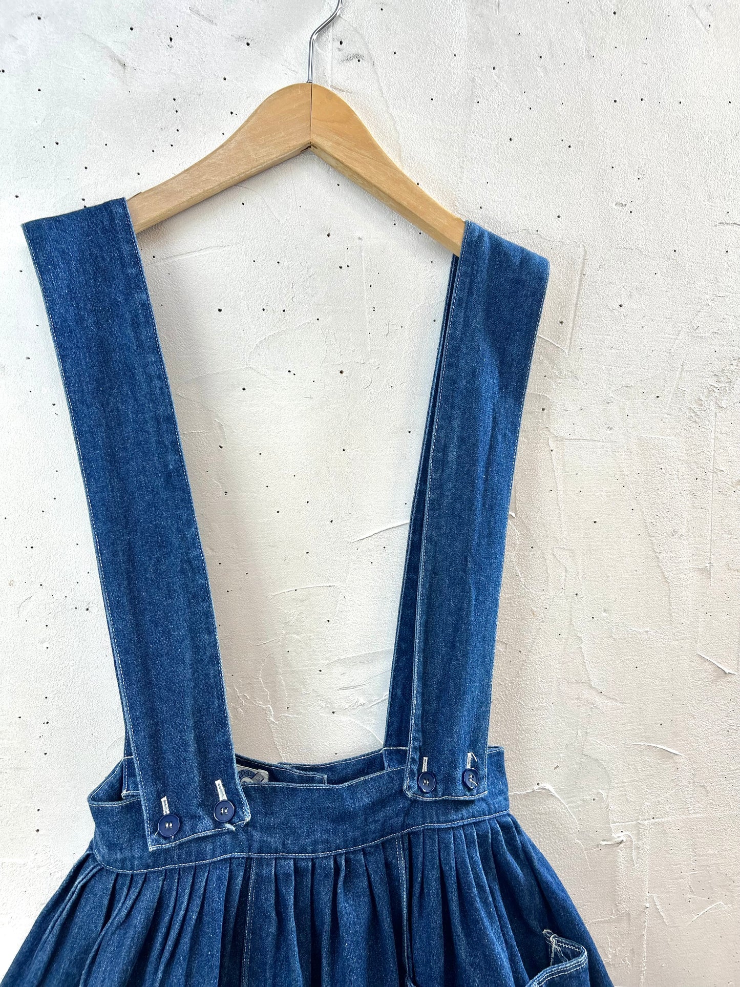 Vintage Denim Suspenders Custom Skirt  [E30220]
