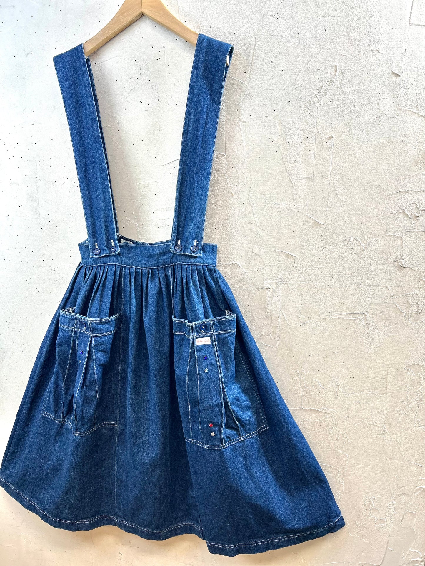 Vintage Denim Suspenders Custom Skirt  [E30220]