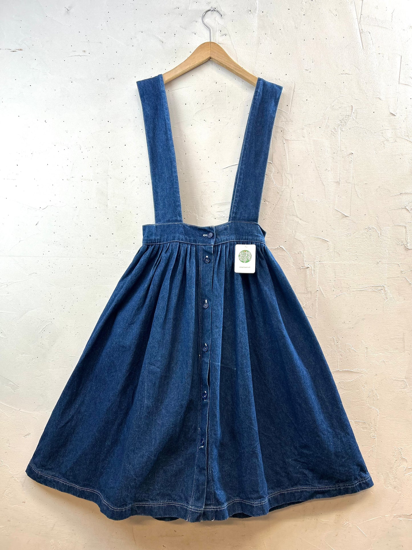 Vintage Denim Suspenders Custom Skirt  [E30220]