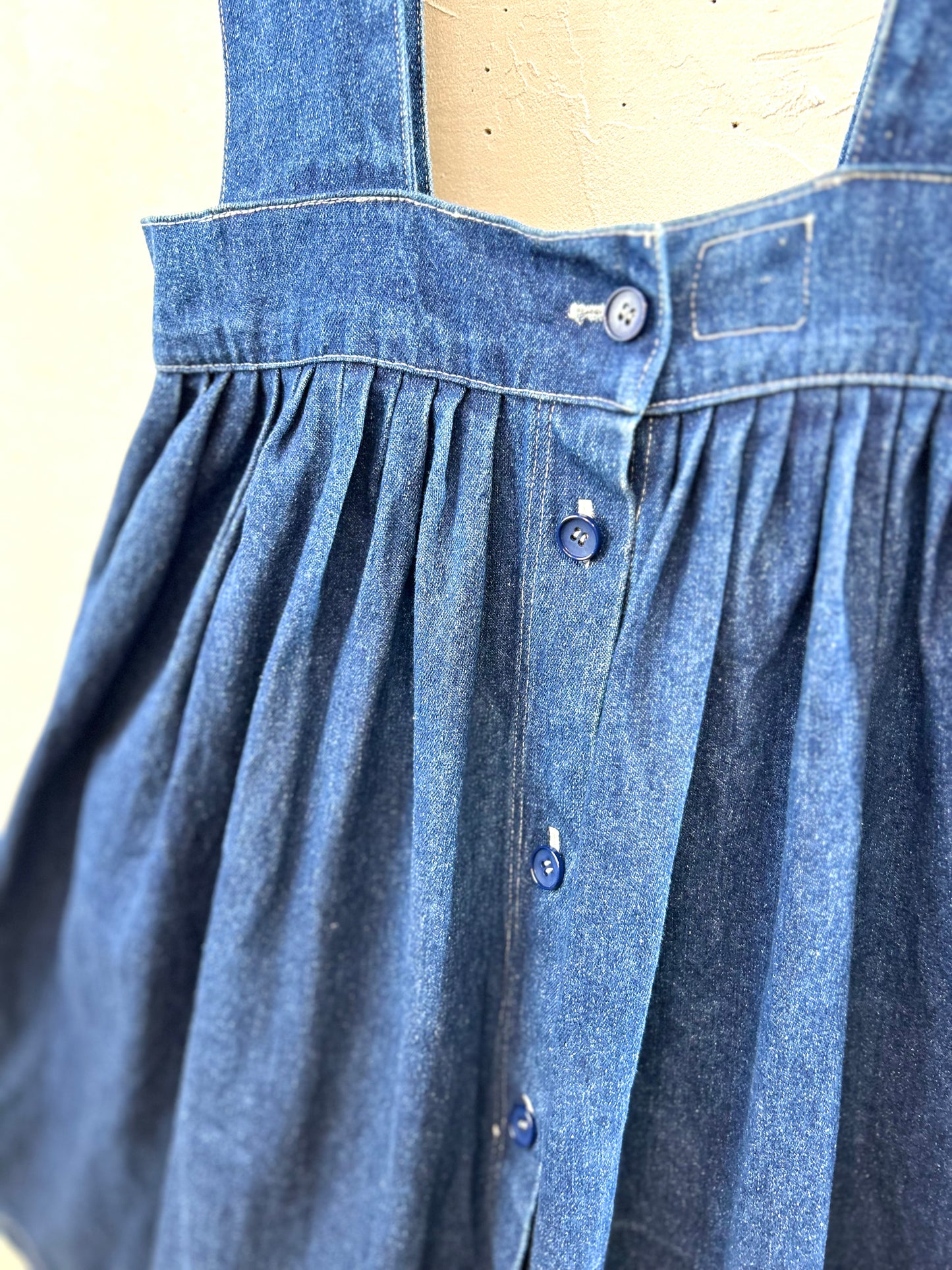 Vintage Denim Suspenders Custom Skirt  [E30220]