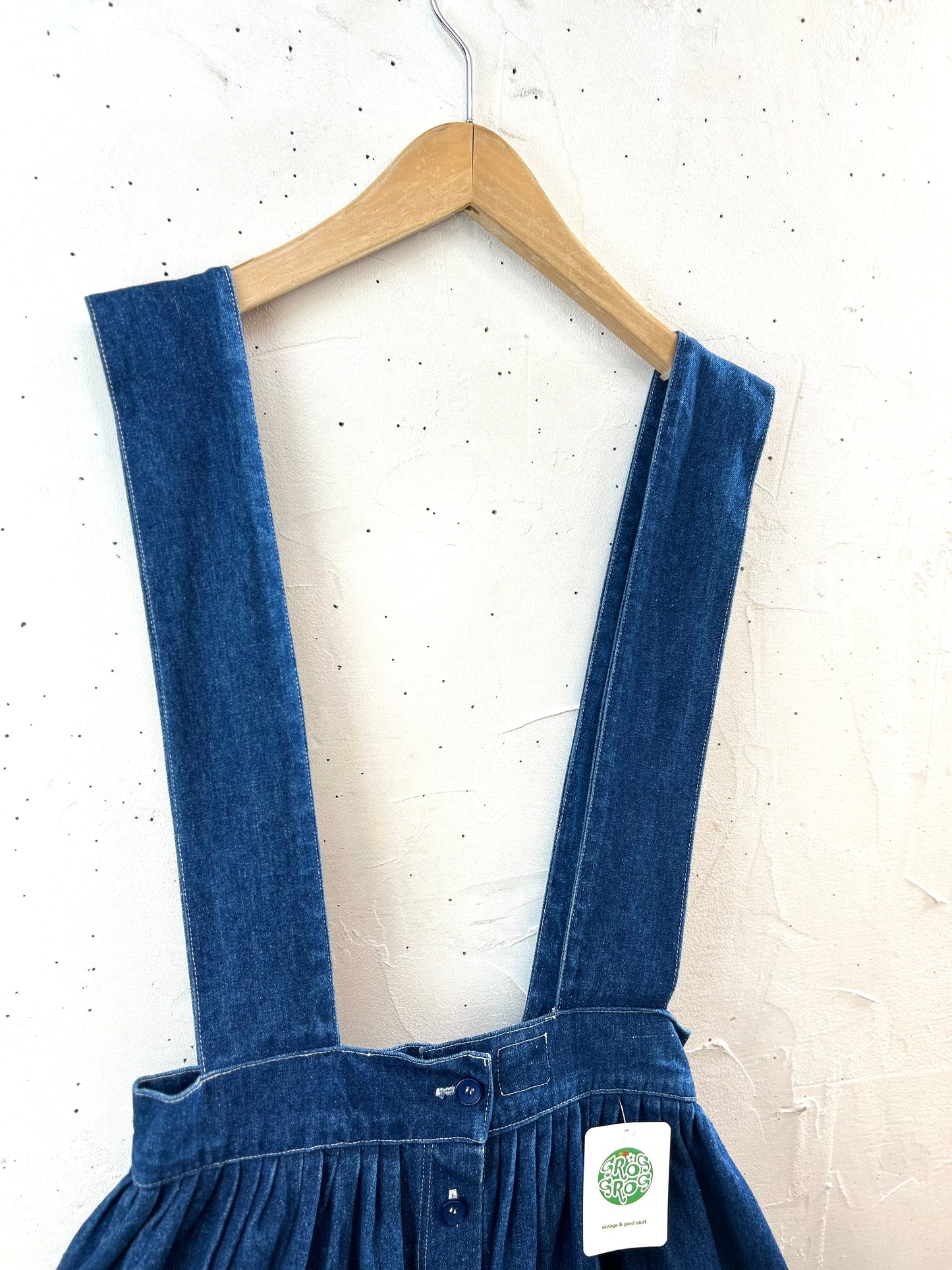 Vintage Denim Suspenders Custom Skirt  [E30220]