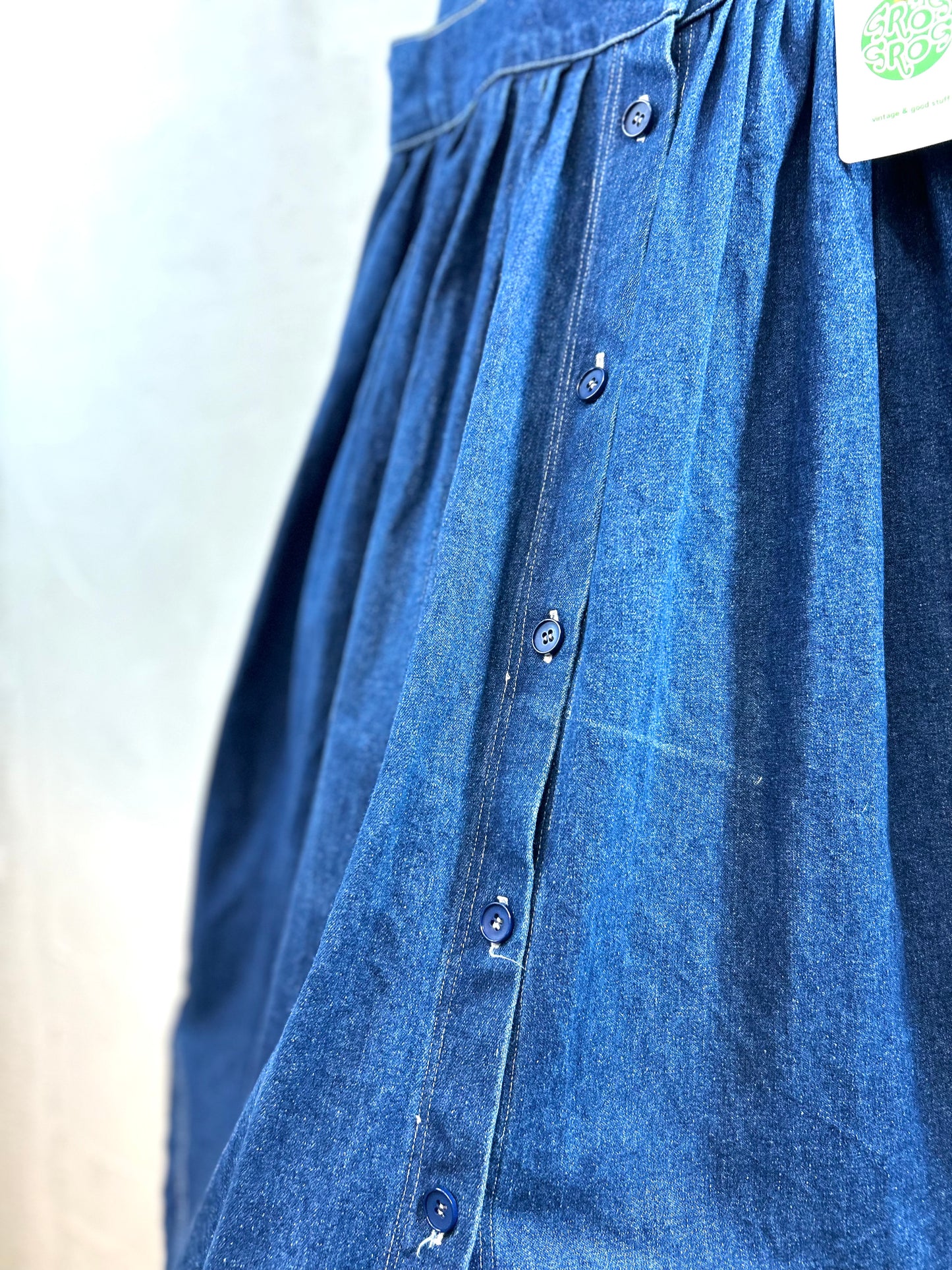 Vintage Denim Suspenders Custom Skirt  [E30220]