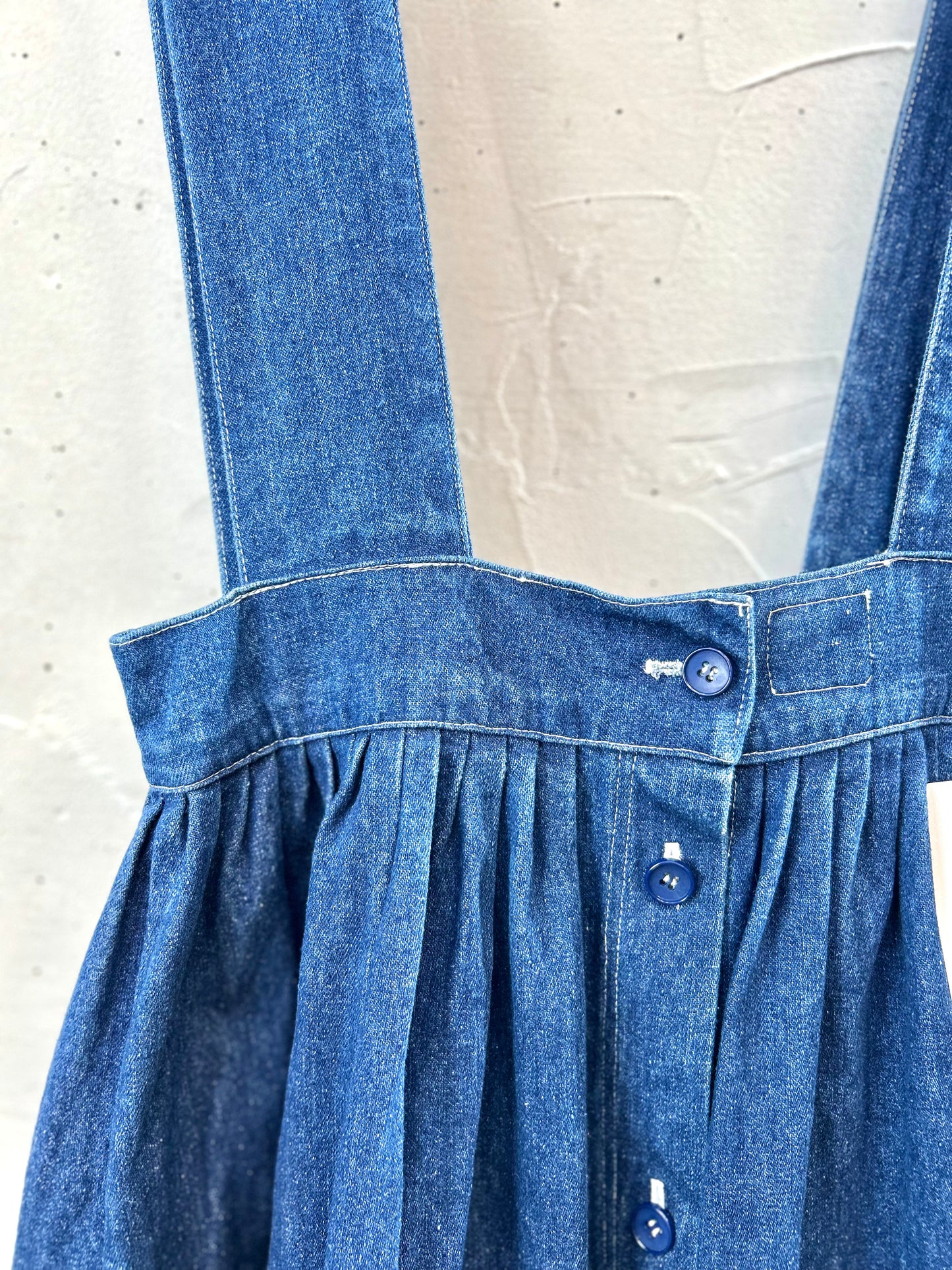 Vintage Denim Suspenders Custom Skirt  [E30220]