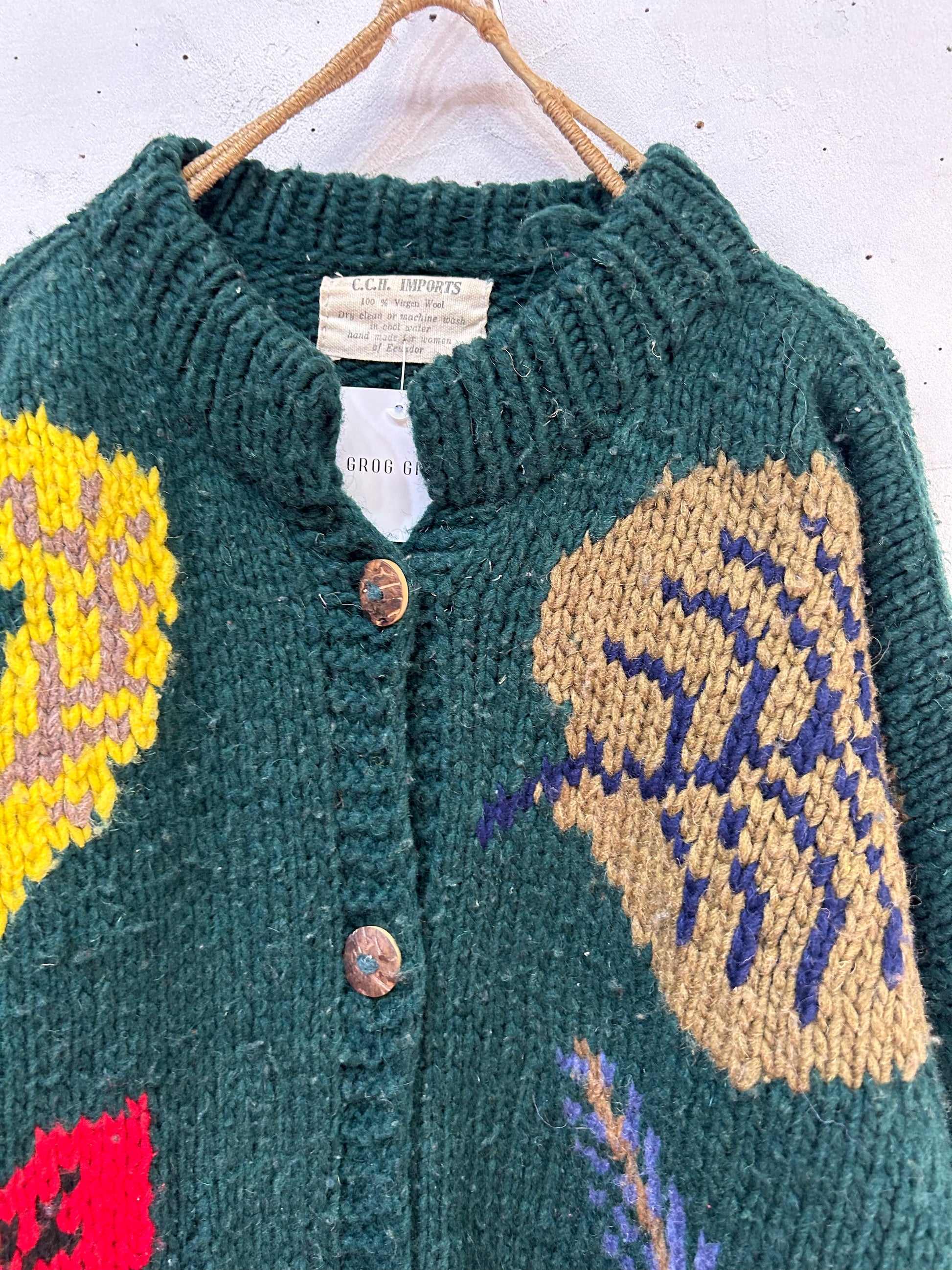 Vintage Hand Knit Cardigan Hand Made For Women Of Ecuador [J25330
