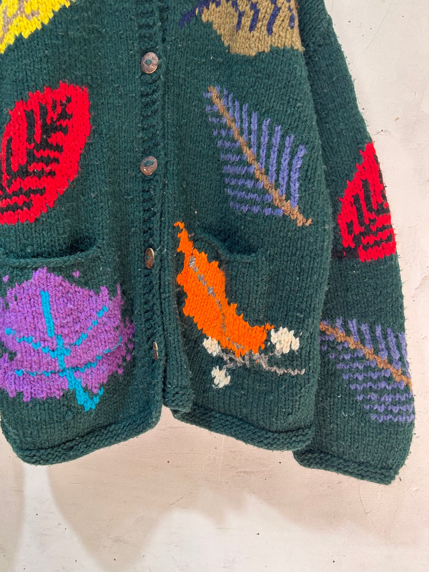 Vintage Hand Knit Cardigan Hand Made For Women Of Ecuador [J25330]
