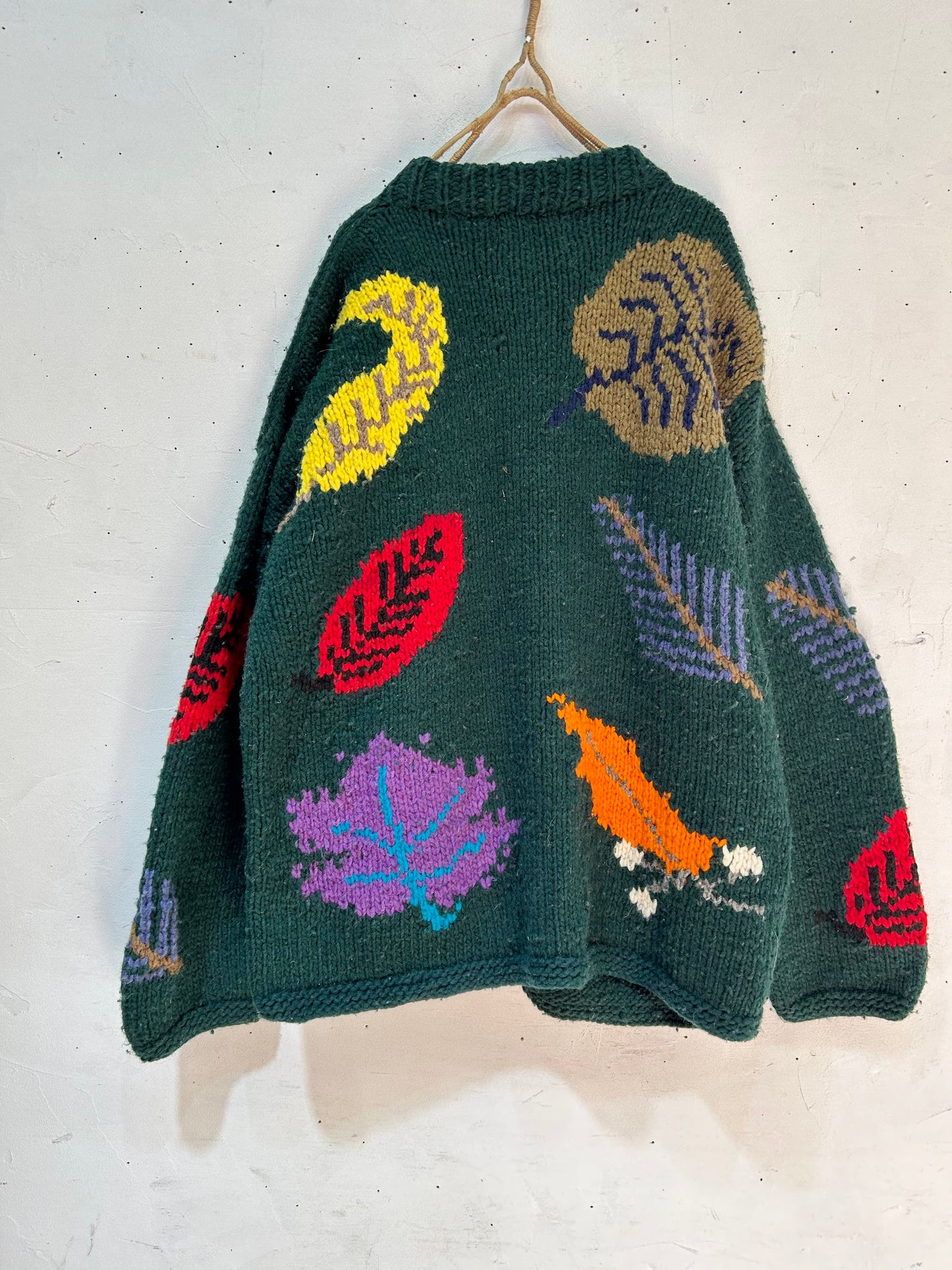 Vintage Hand Knit Cardigan Hand Made For Women Of Ecuador [J25330]