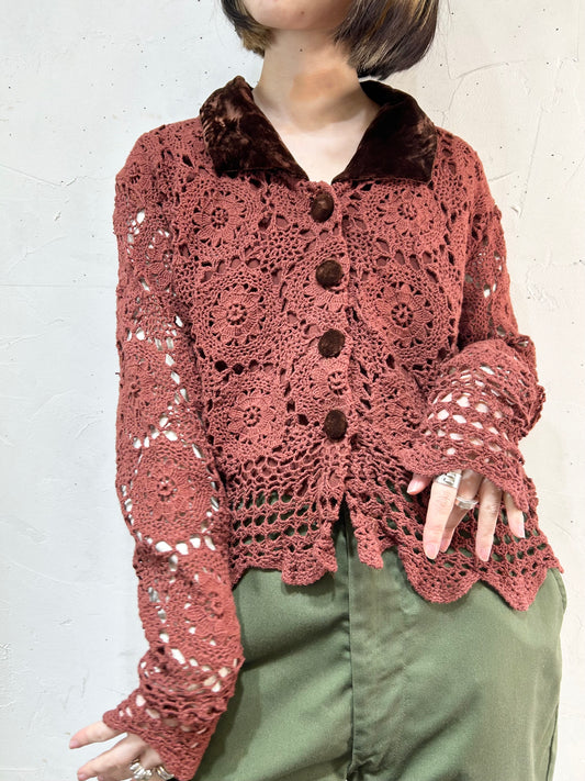Vintage Crochet Knit Cardigan [B26257]