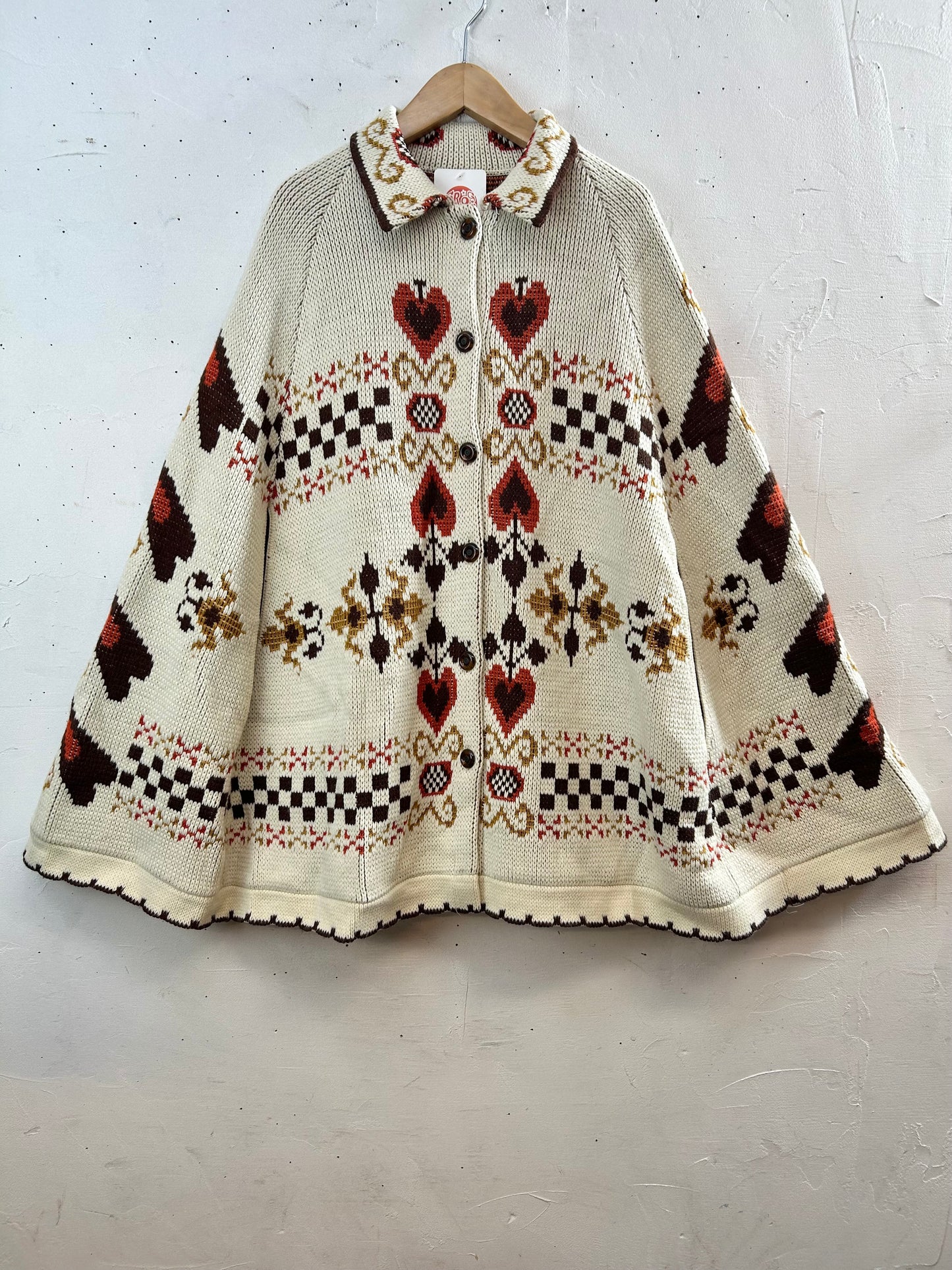 '70s Vintage Knit Poncho [A29366]