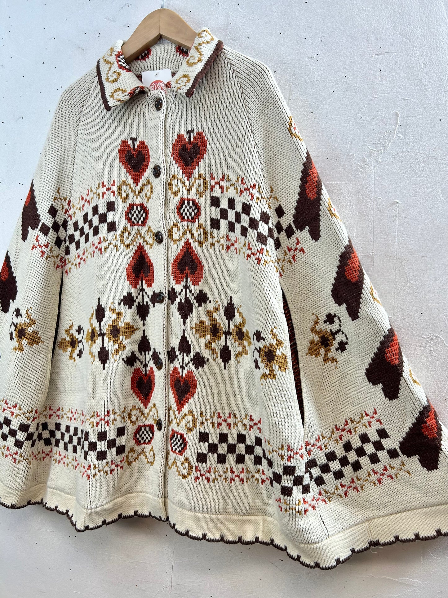 '70s Vintage Knit Poncho [A29366]