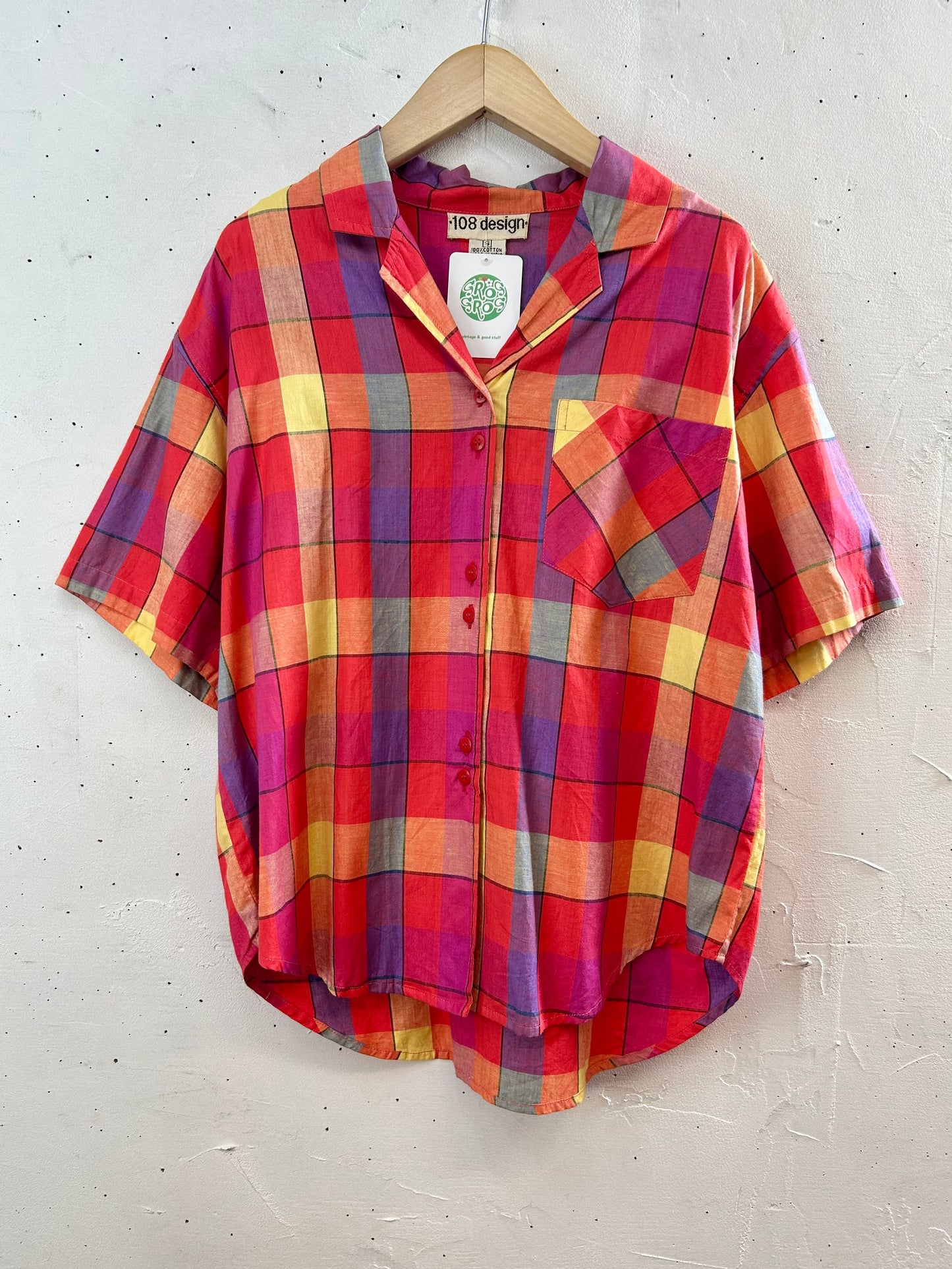 Vintage Indian Cotton Plaid Shirt [D30019]