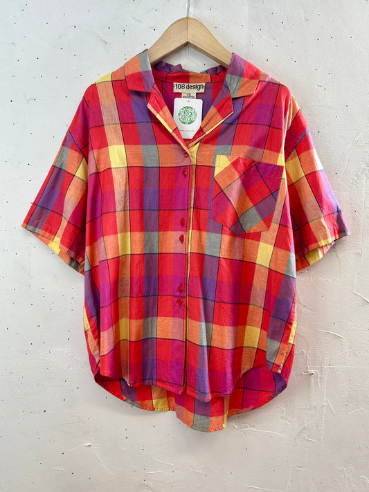 Vintage Indian Cotton Plaid Shirt [D30019]