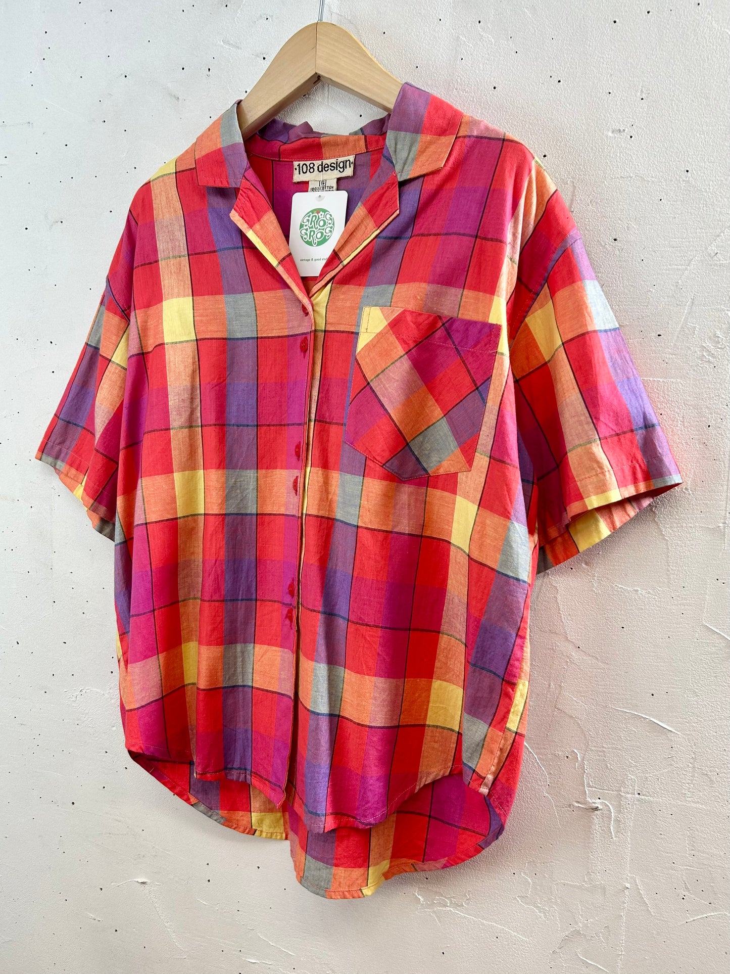 Vintage Indian Cotton Plaid Shirt [D30019]