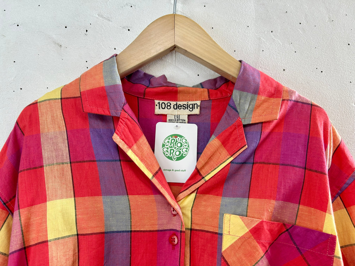 Vintage Indian Cotton Plaid Shirt [D30019]