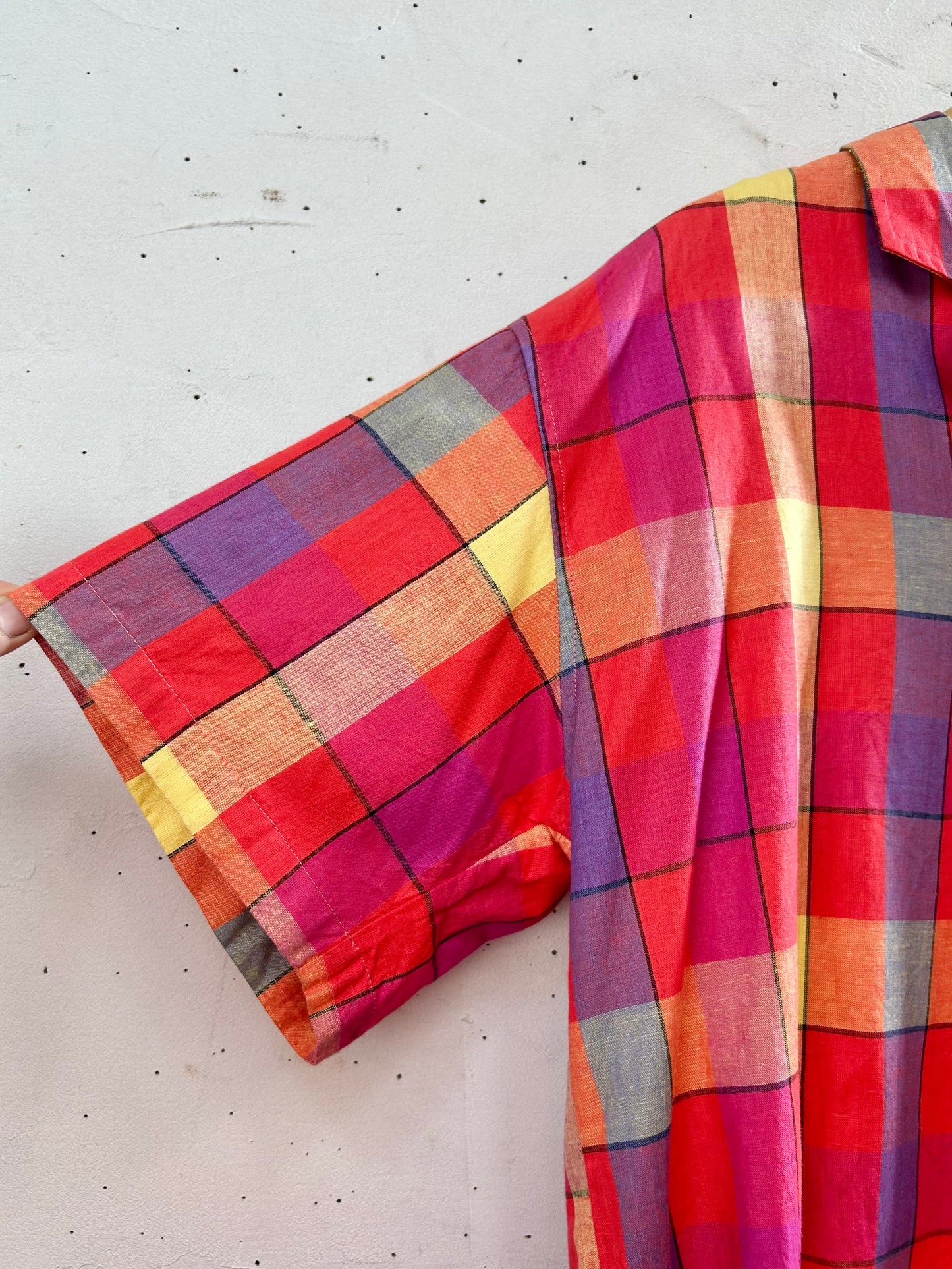 Vintage Indian Cotton Plaid Shirt [D30019]