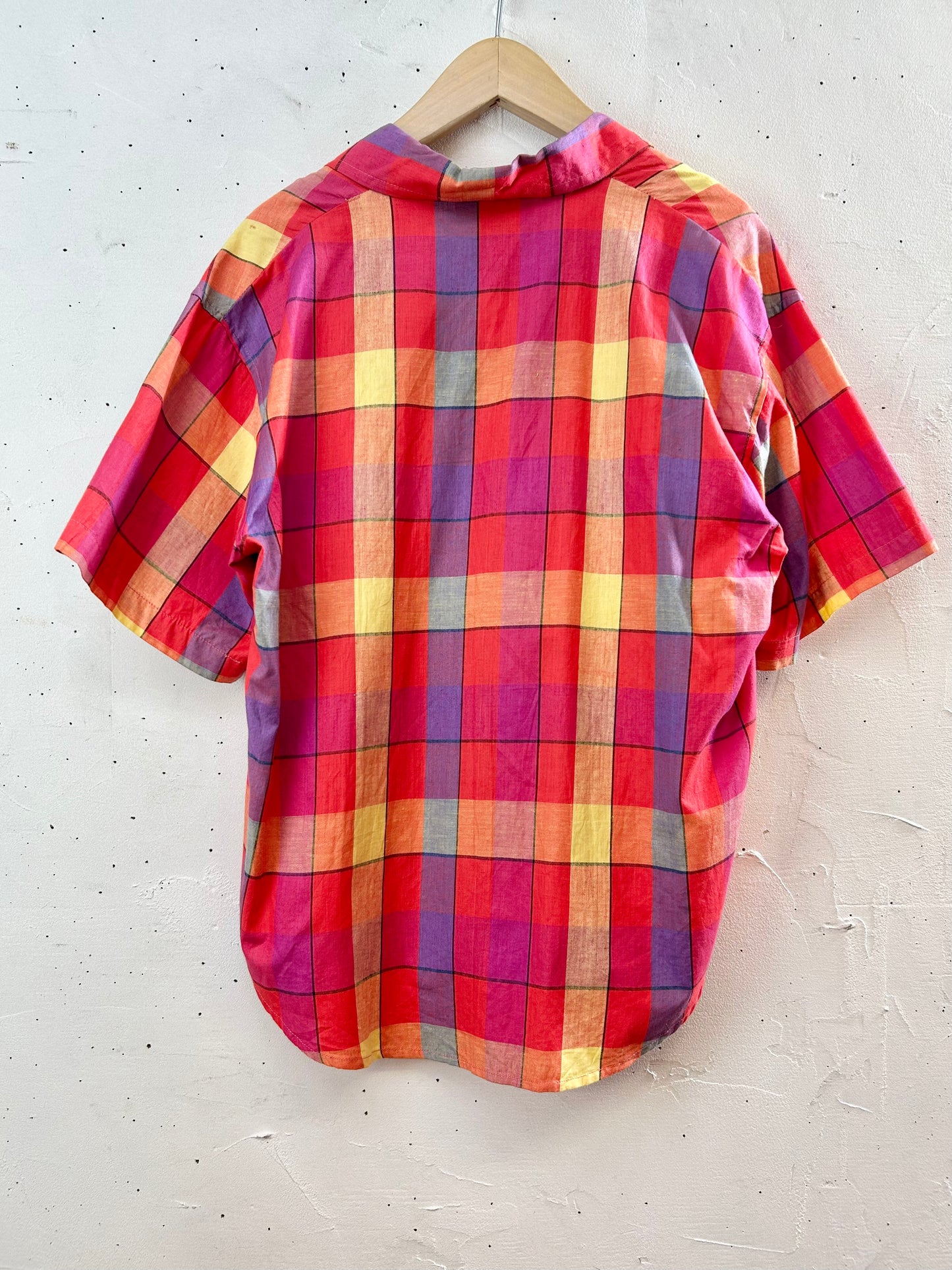 Vintage Indian Cotton Plaid Shirt [D30019]