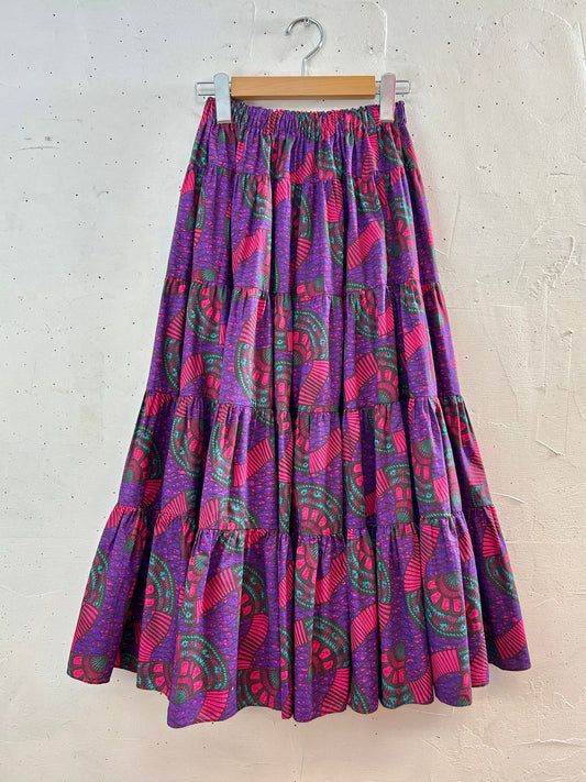 Vintage African Batik Tiered Skirt [D30017]